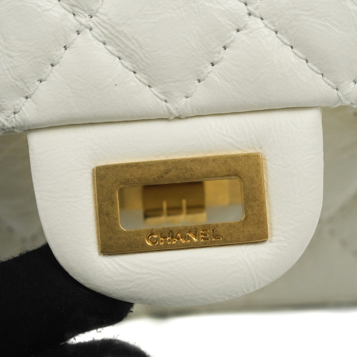 Chanel Mini Reissue 224 White Aged Calfskin Aged Gold Hardware