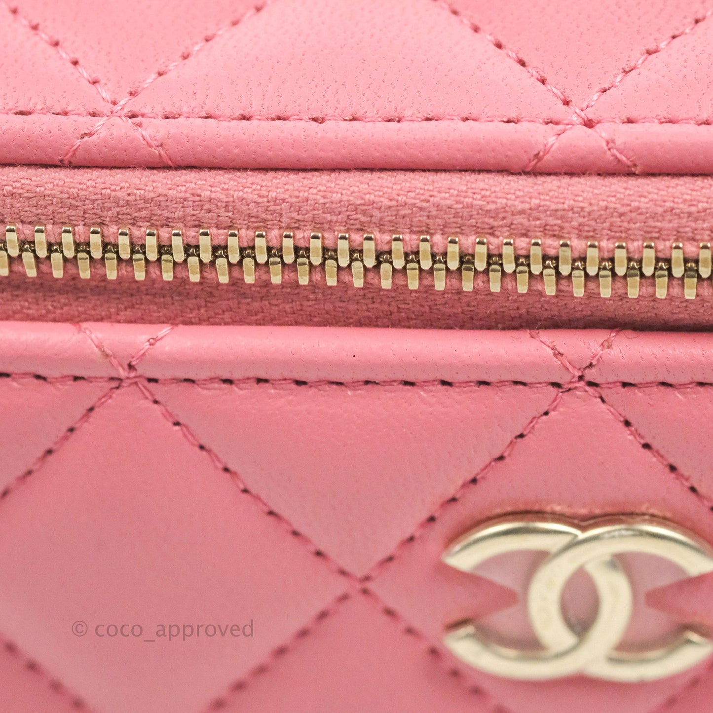 Chanel Vanity Rectangular Top Handle Pink Lambskin Gold Hardware