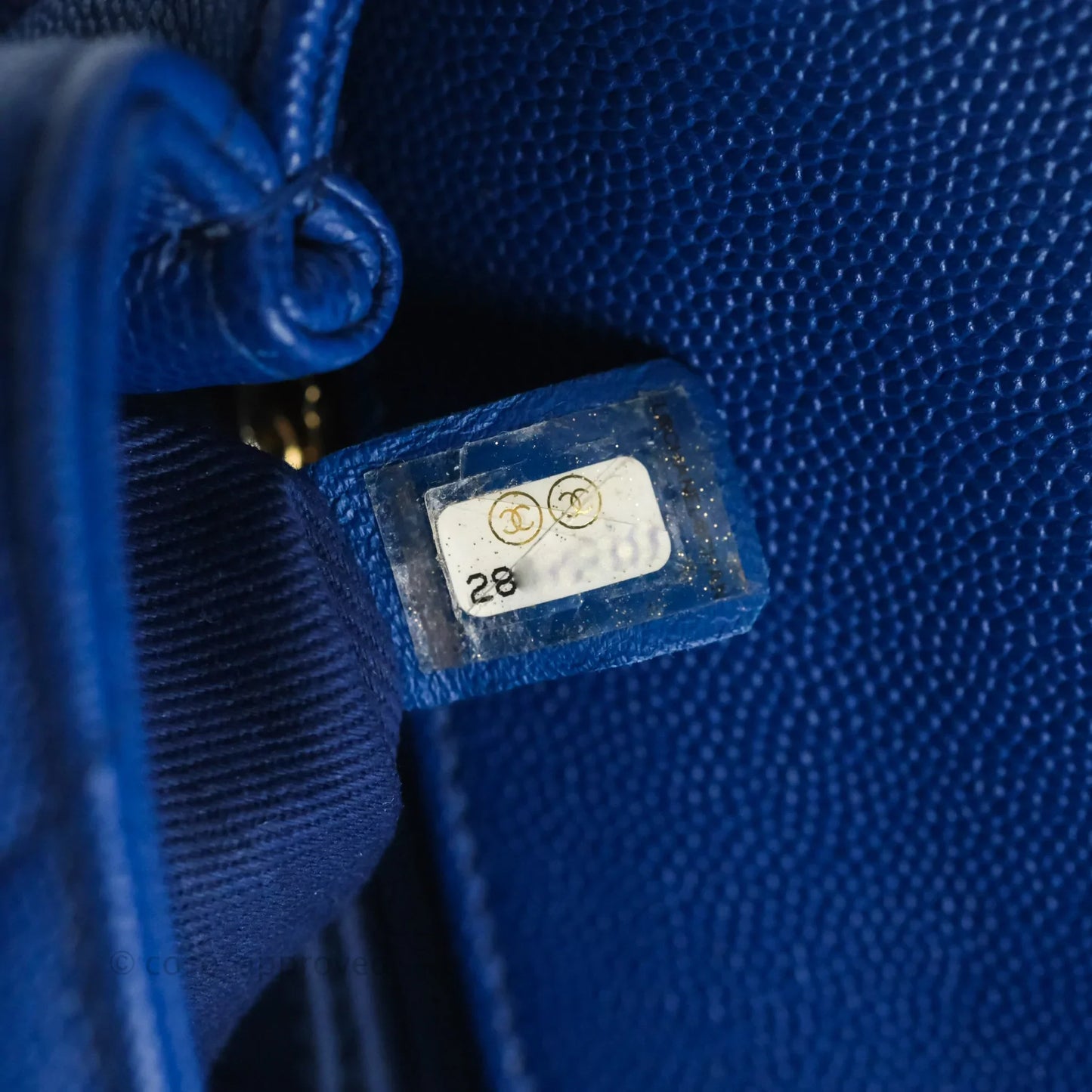 Chanel Small Coco Handle Chevron Blue Caviar Aged Gold Hardware
