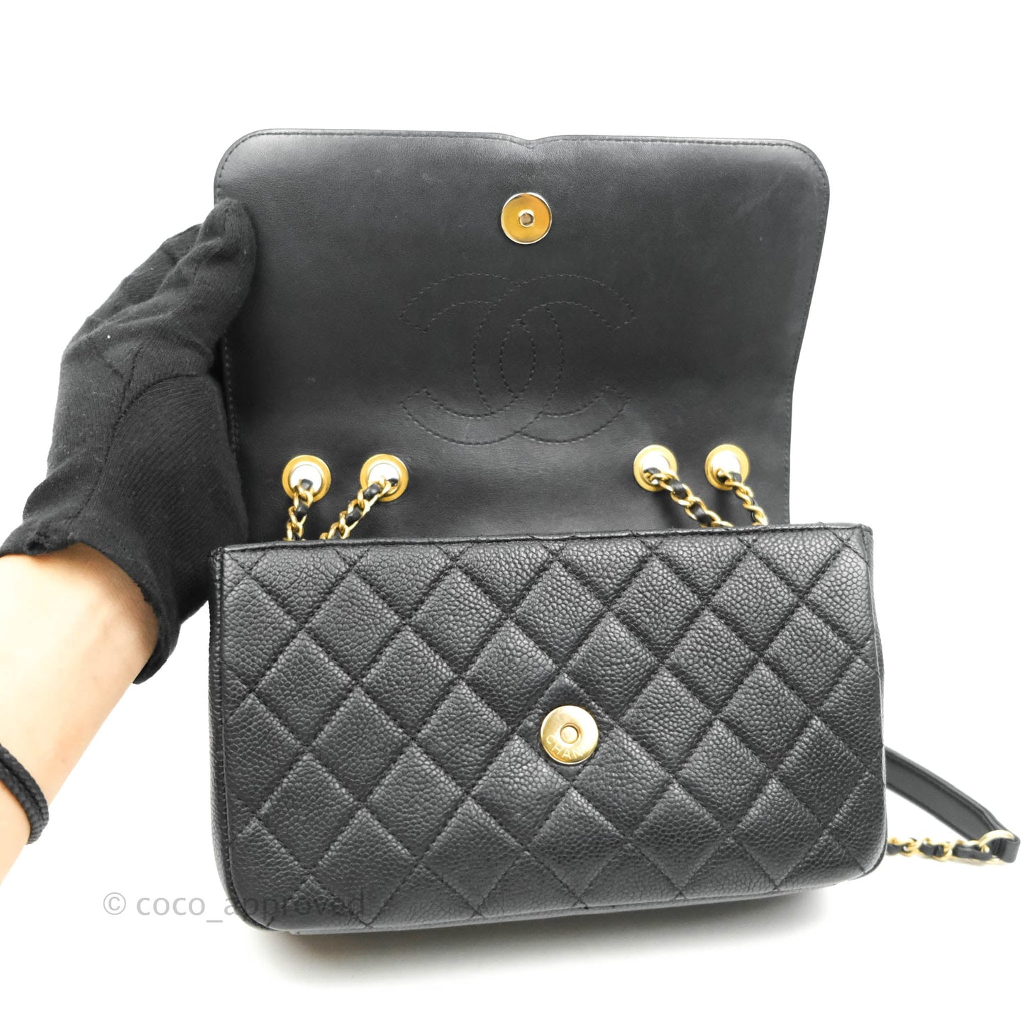 Chanel Quilted Small CC Filigree Flap Black Caviar