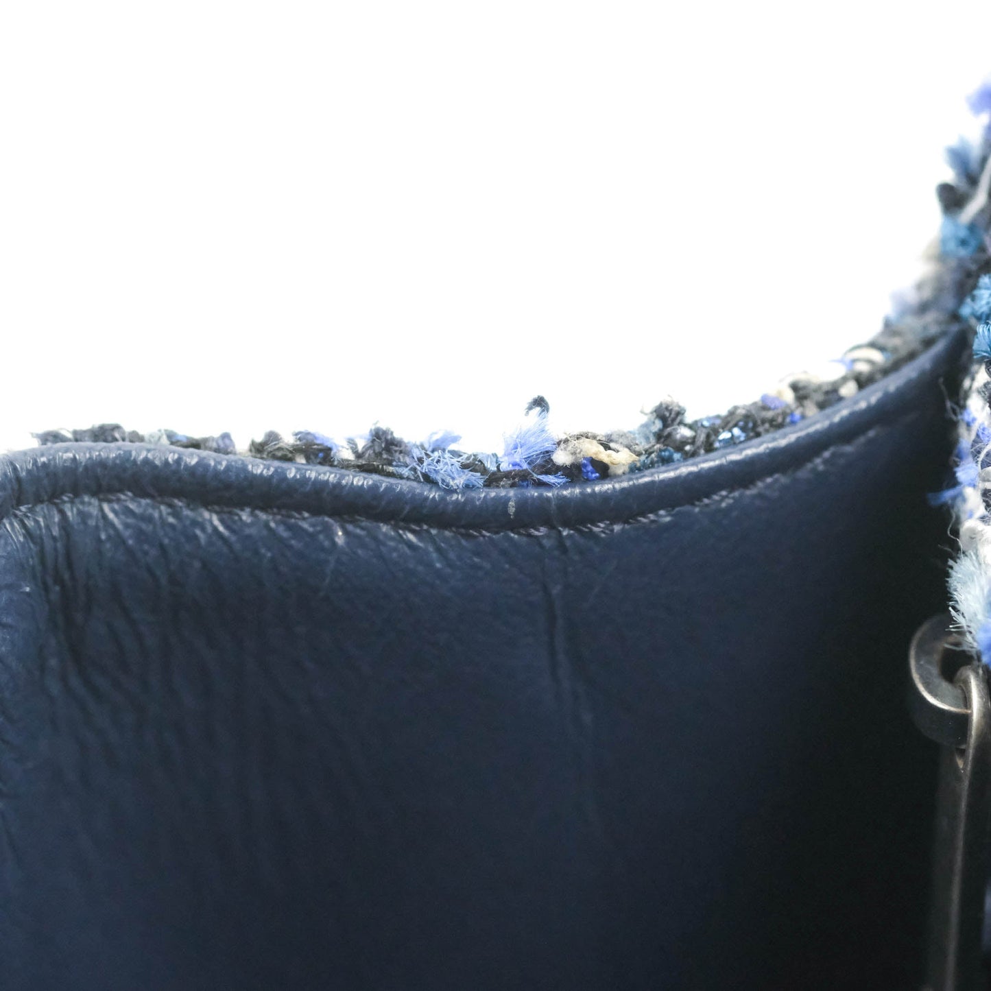 Chanel Mini Reissue 224 Blue Tweed Ruthenium Hardware