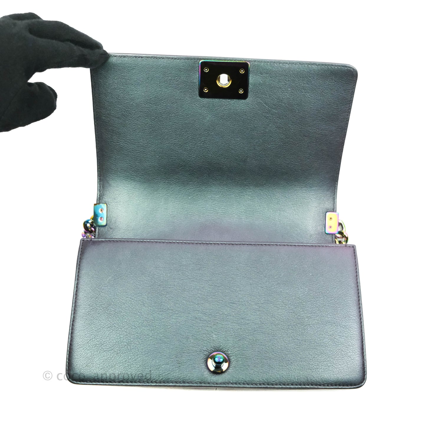 Chanel Medium Boy Bag Iridescent Purple Calfskin Mermaid Rainbow Hardware