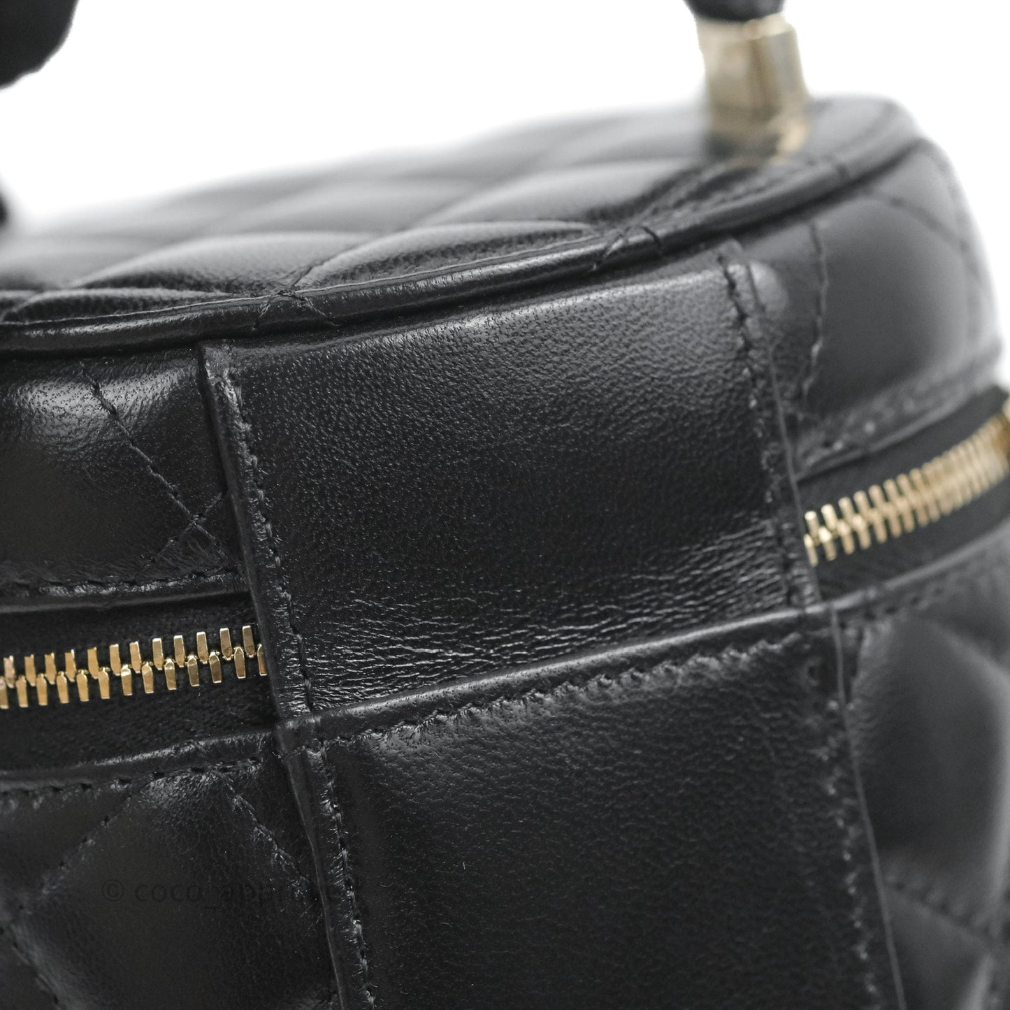 Chanel Small Top Handle Vanity Case Black Shiny Lambskin Gold Hardware 22S
