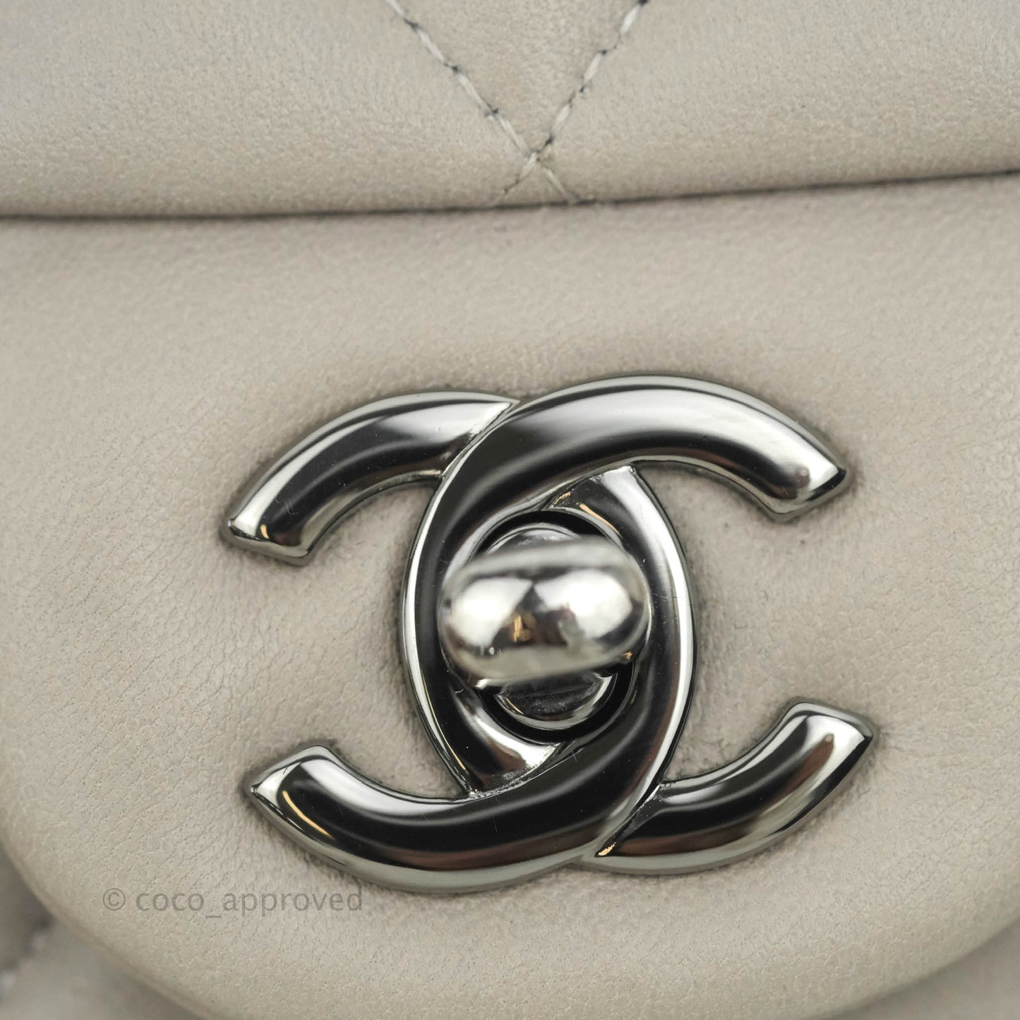 Chanel Quilted Mini Rectangular Flap Grey Lambskin Dark Silver Hardware