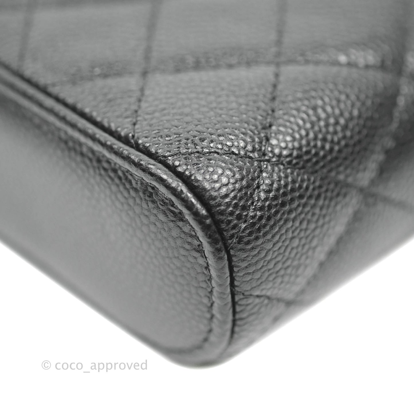 Chanel Quilted Small Handle With Care Vanity Case With Chain Black Caviar Gold Hardware