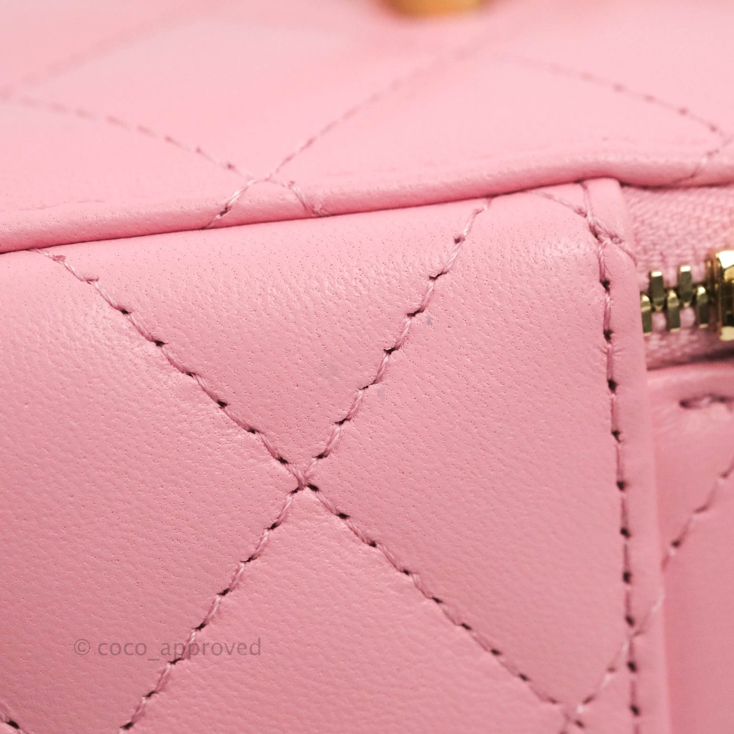 Chanel Vanity Rectangular with Top Handle Pick Me Up Pink Lambskin Aged Gold Hardware 22S