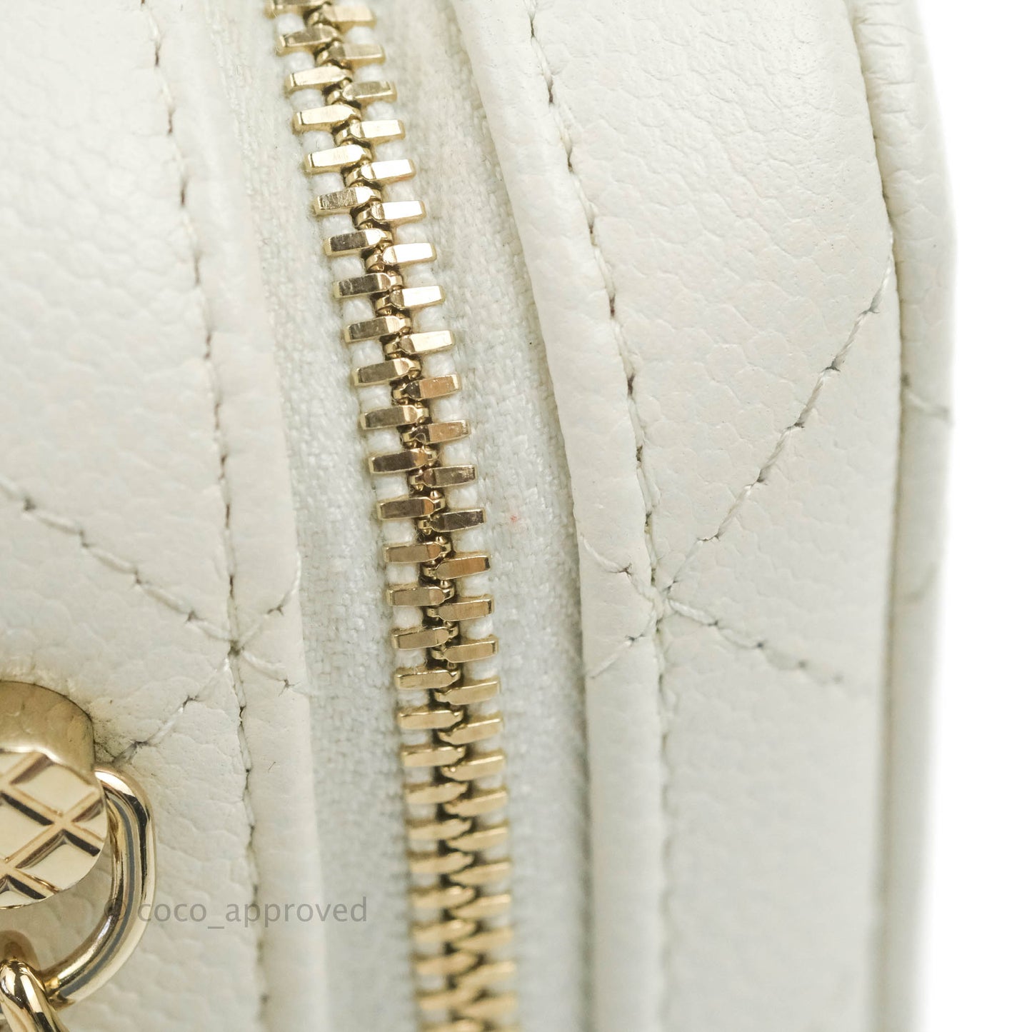 Chanel Quilted Top Handle Vanity White Caviar Gold Hardware