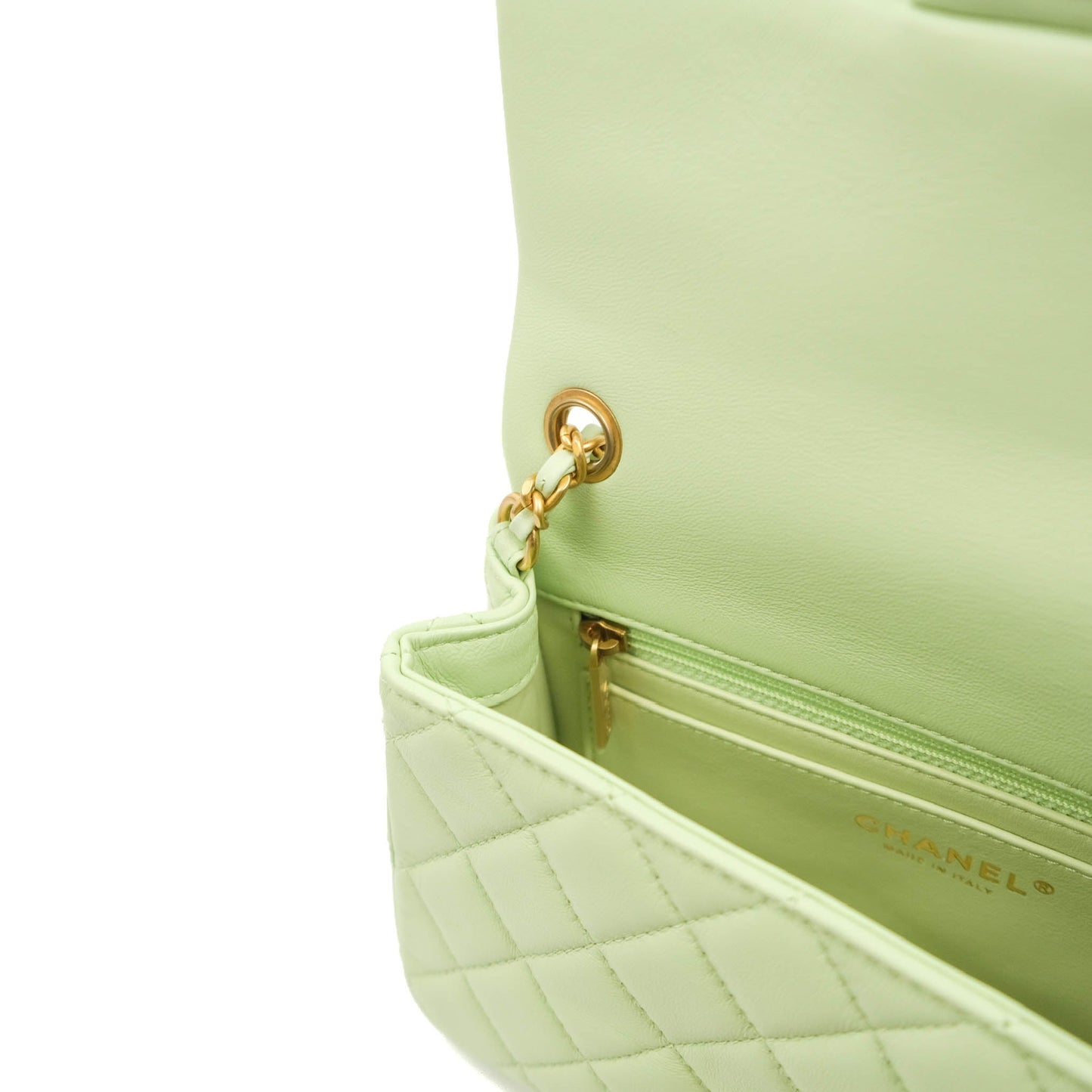 Chanel Mini Rectangular Pearl Crush Avocado Green Lambskin Aged Gold Hardware 22C