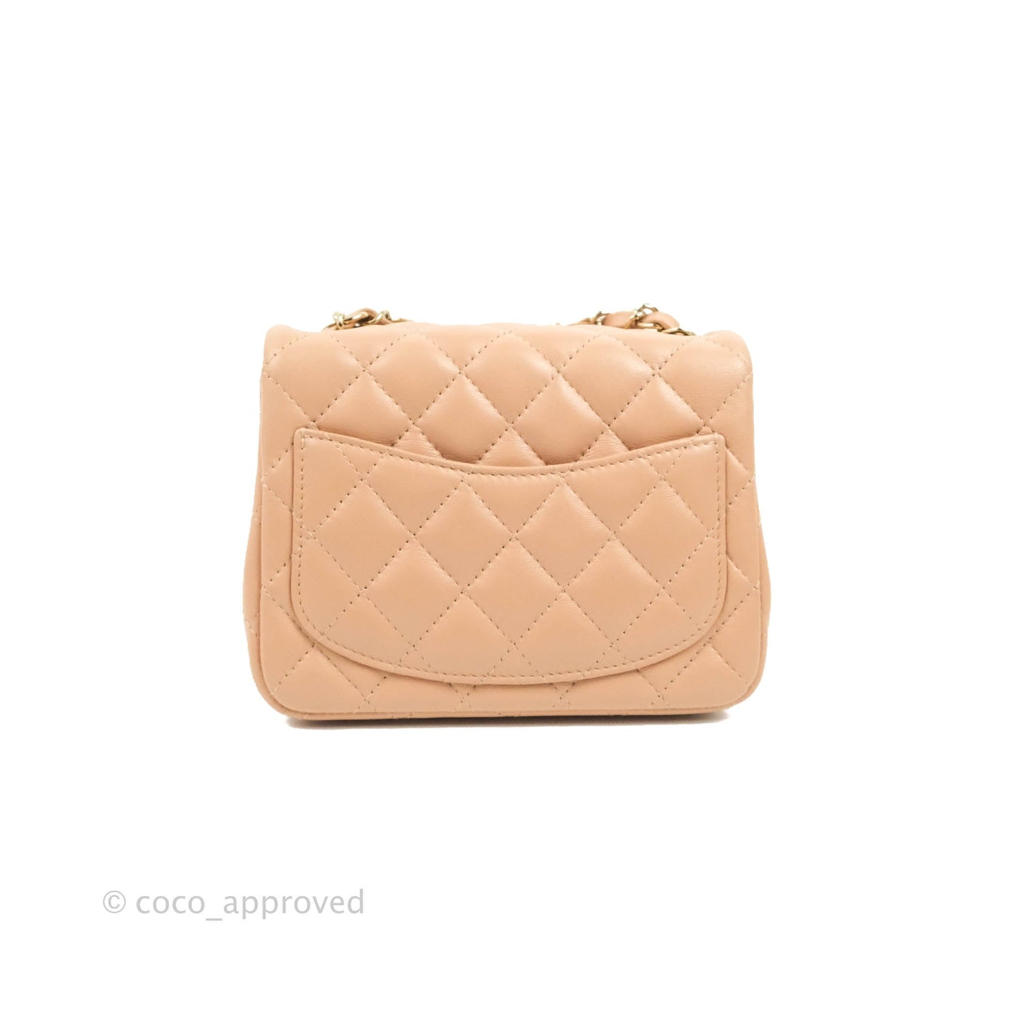 Chanel Mini Square Beige Lambskin Gold Hardware 21A