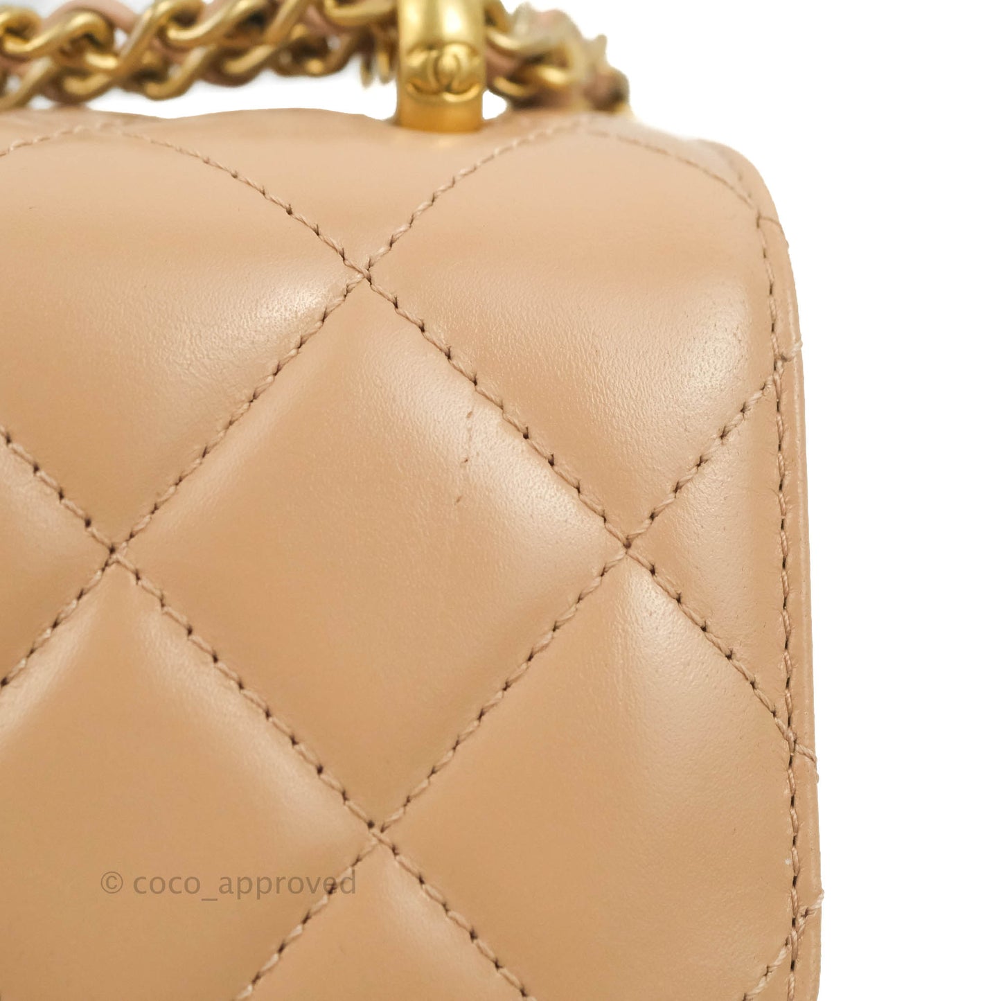 Chanel Quilted Perfect Fit Adjustable Beige Calfskin Gold Hardware 21A