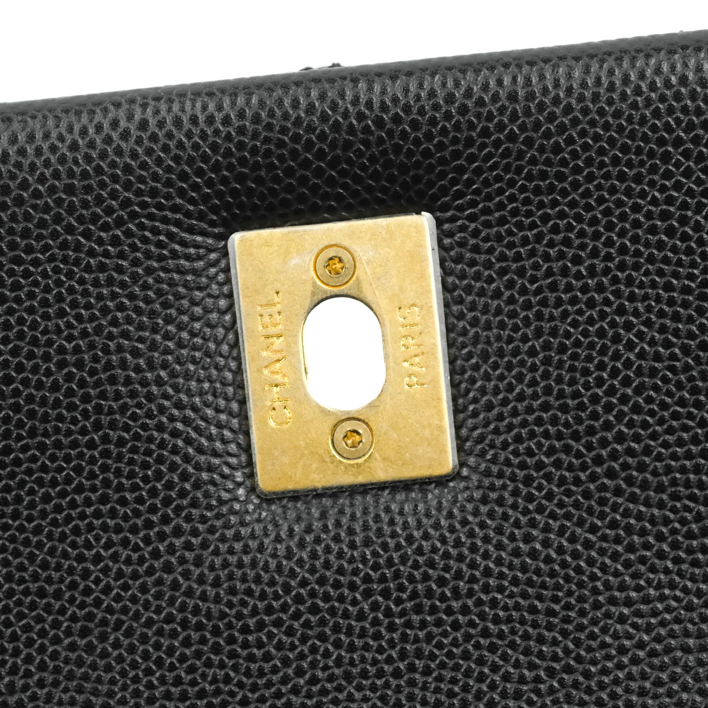 Chanel Medium Coco Handle Quilted Black Caviar Lizard Handle Gold Hardware