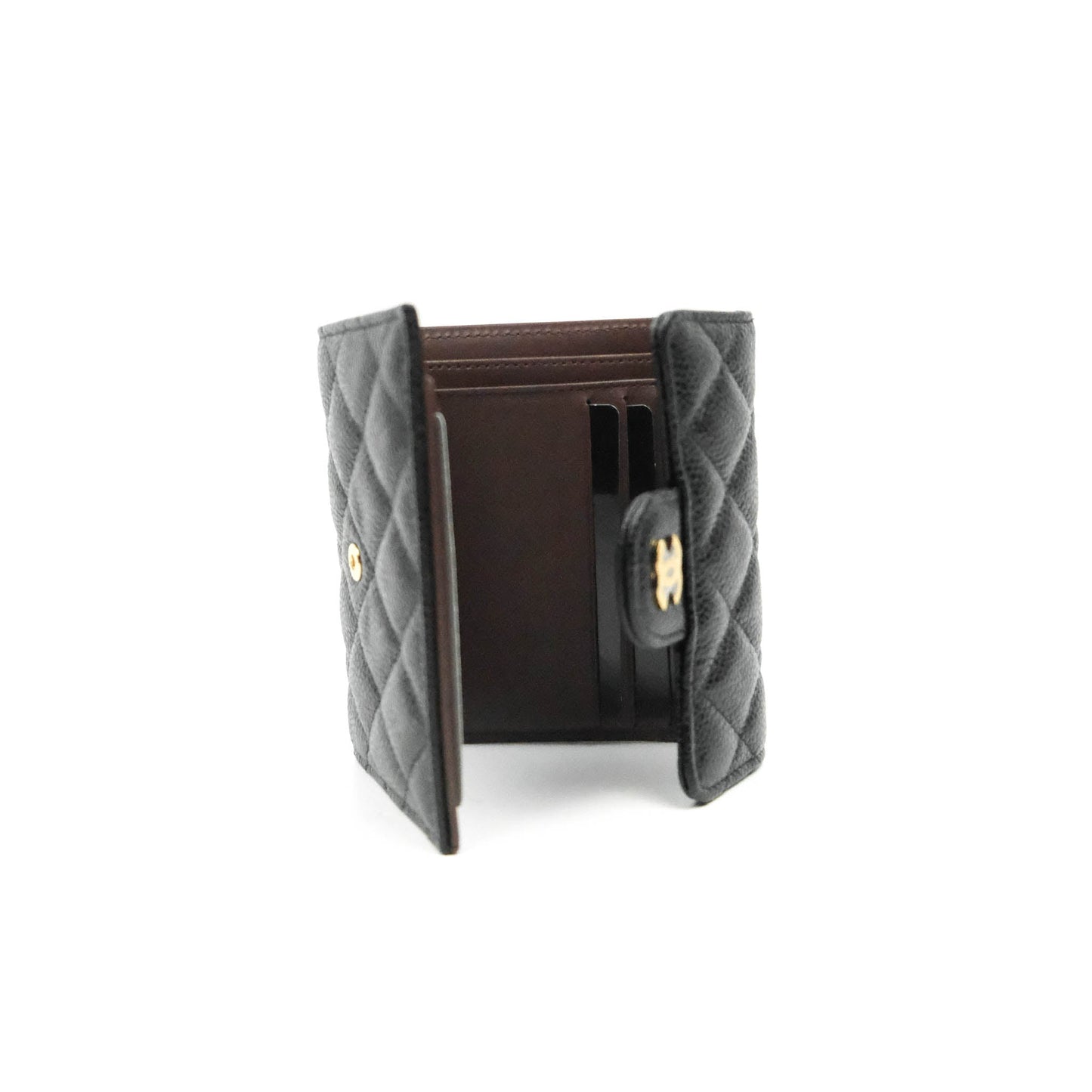Chanel Classic Flap Wallet Black Caviar Gold Hardware⁣