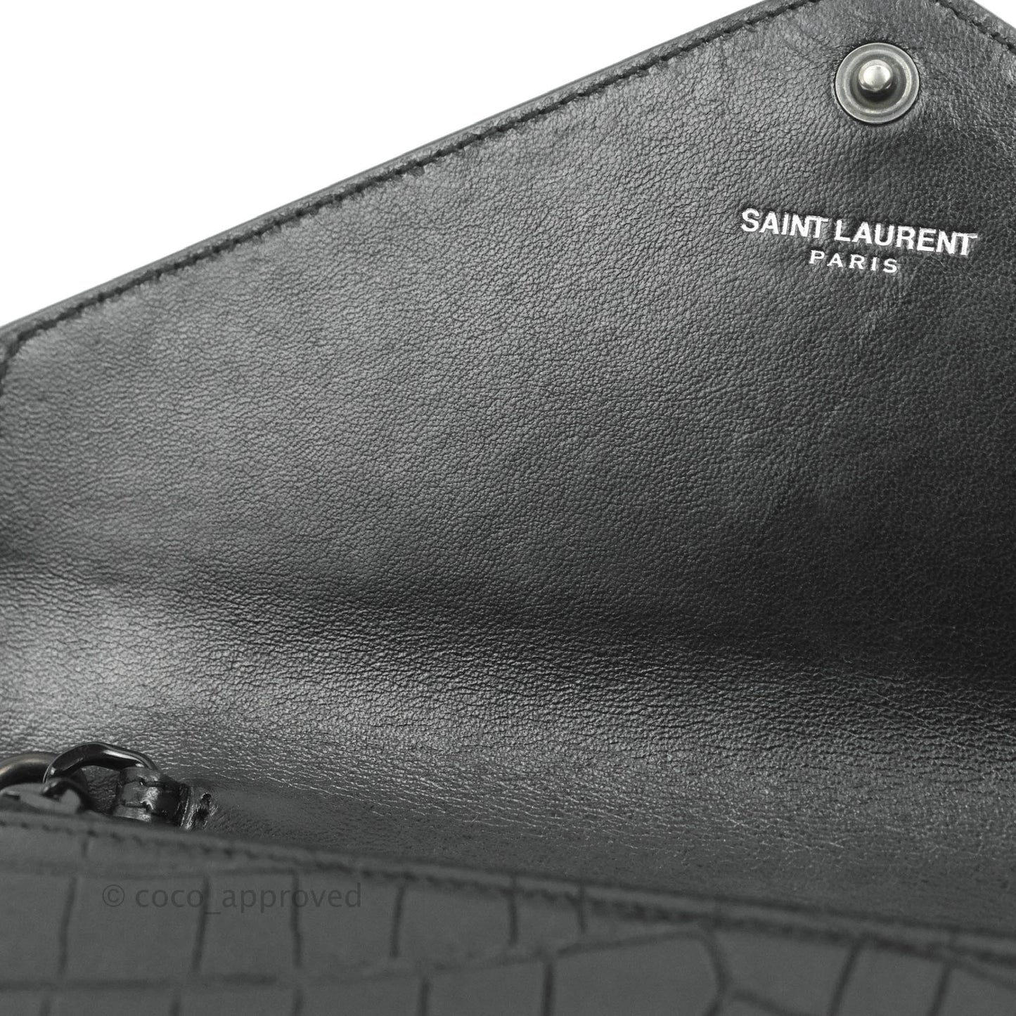 Saint Laurent Wallet on Chain So Black Crocodile-embossed Leather