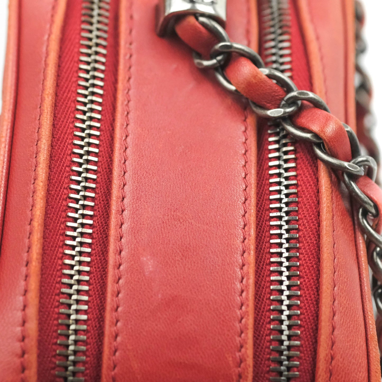 Chanel Quilted Crossbody Camera Bag Red Lambskin Ruthenium Hardware