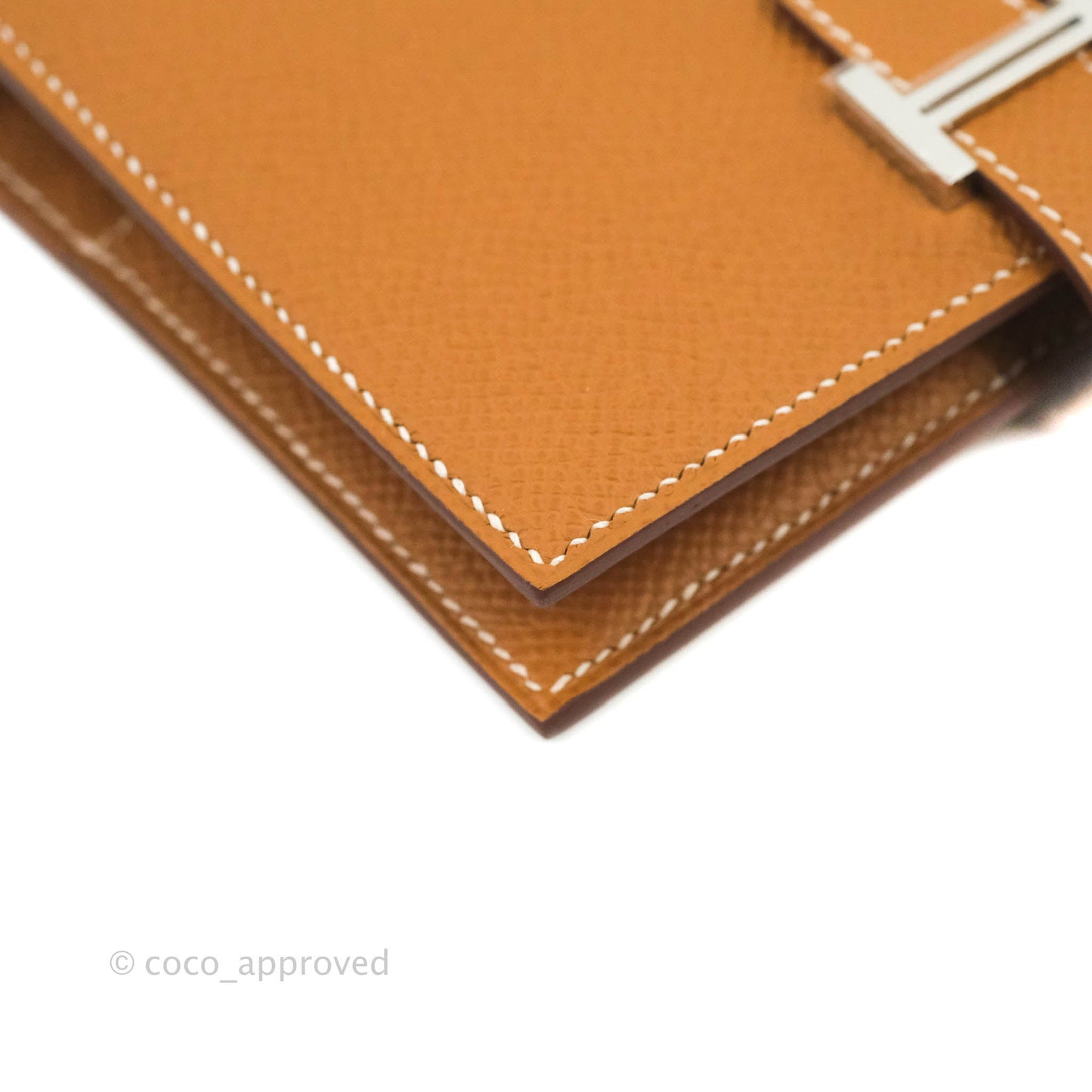 Hermes Bearn Card Holder Gold Epsom Palladium Hardware
