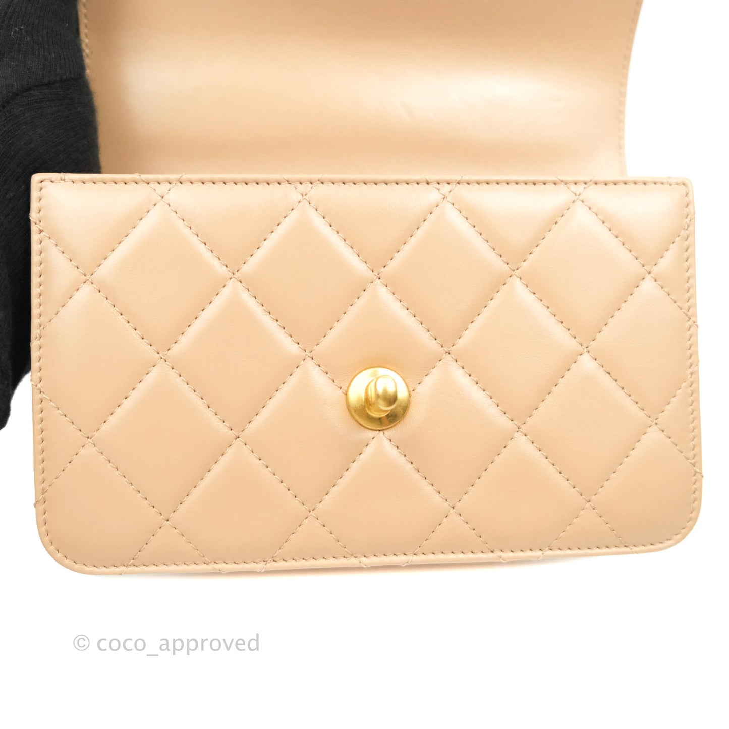 Chanel Quilted Mini Perfect Fit Adjustable Beige Calfskin Gold Hardware 21A