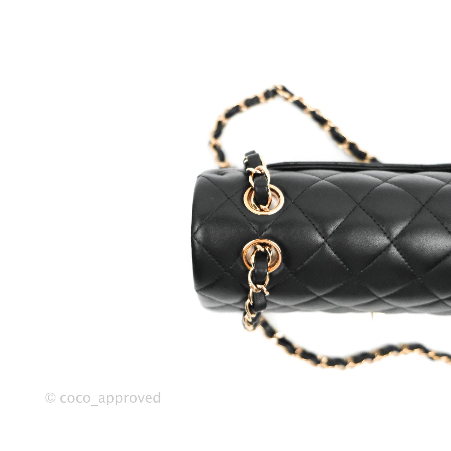 Chanel Classic Small S/M Flap Black Lambskin Rose Pink-Gold Hardware