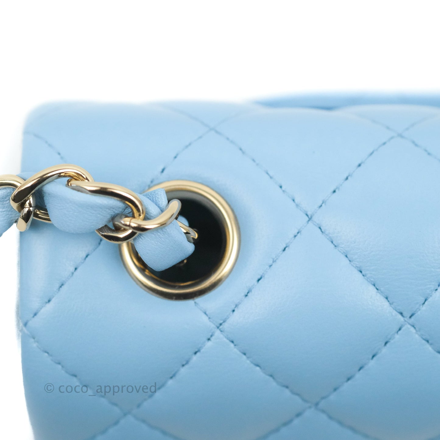 Chanel Quilted Mini Rectangular Flap Blue Lambskin Gold Hardware
