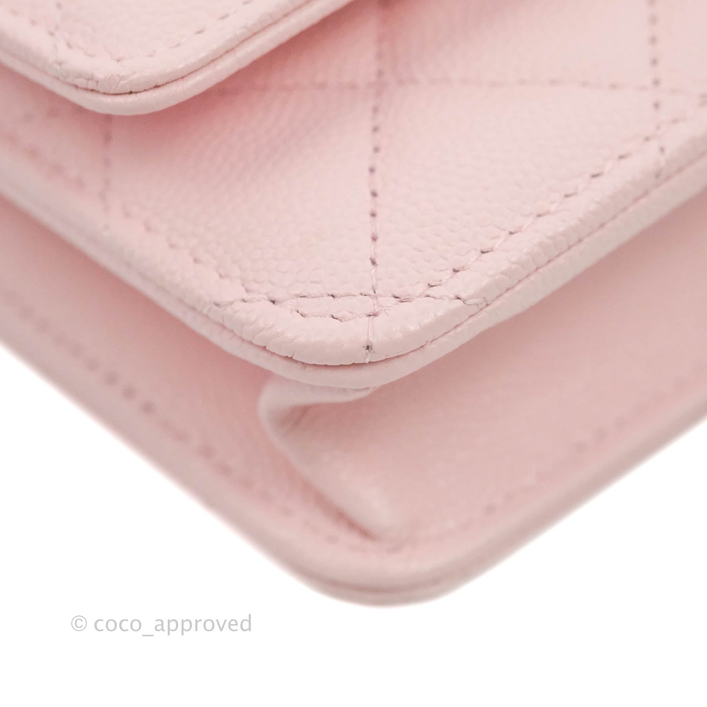 Chanel Quilted Wallet on Chain WOC Crystal Braided CC Light Pink Caviar Gold Hardware