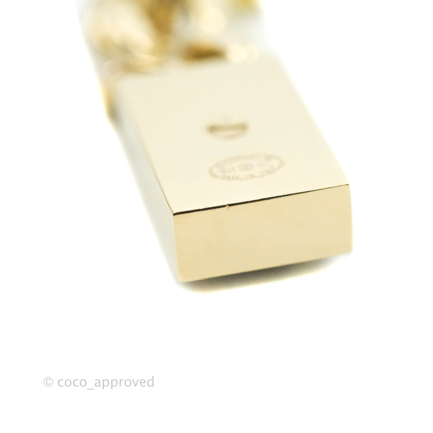 Chanel Chain CC Crystal Plate Drop Earrings Gold Tone 21C