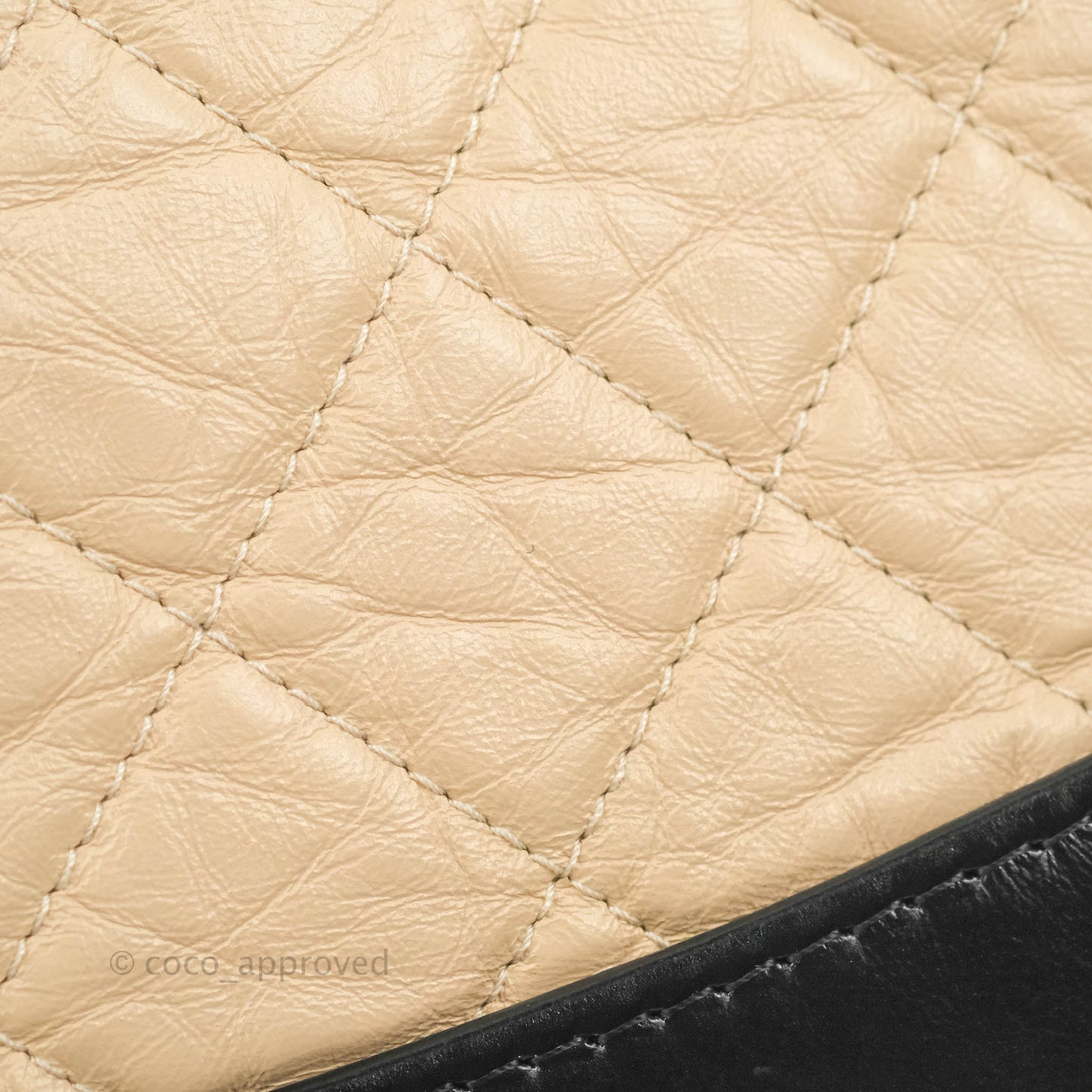 Chanel Small Gabrielle Backpack Beige Black Aged Calfskin