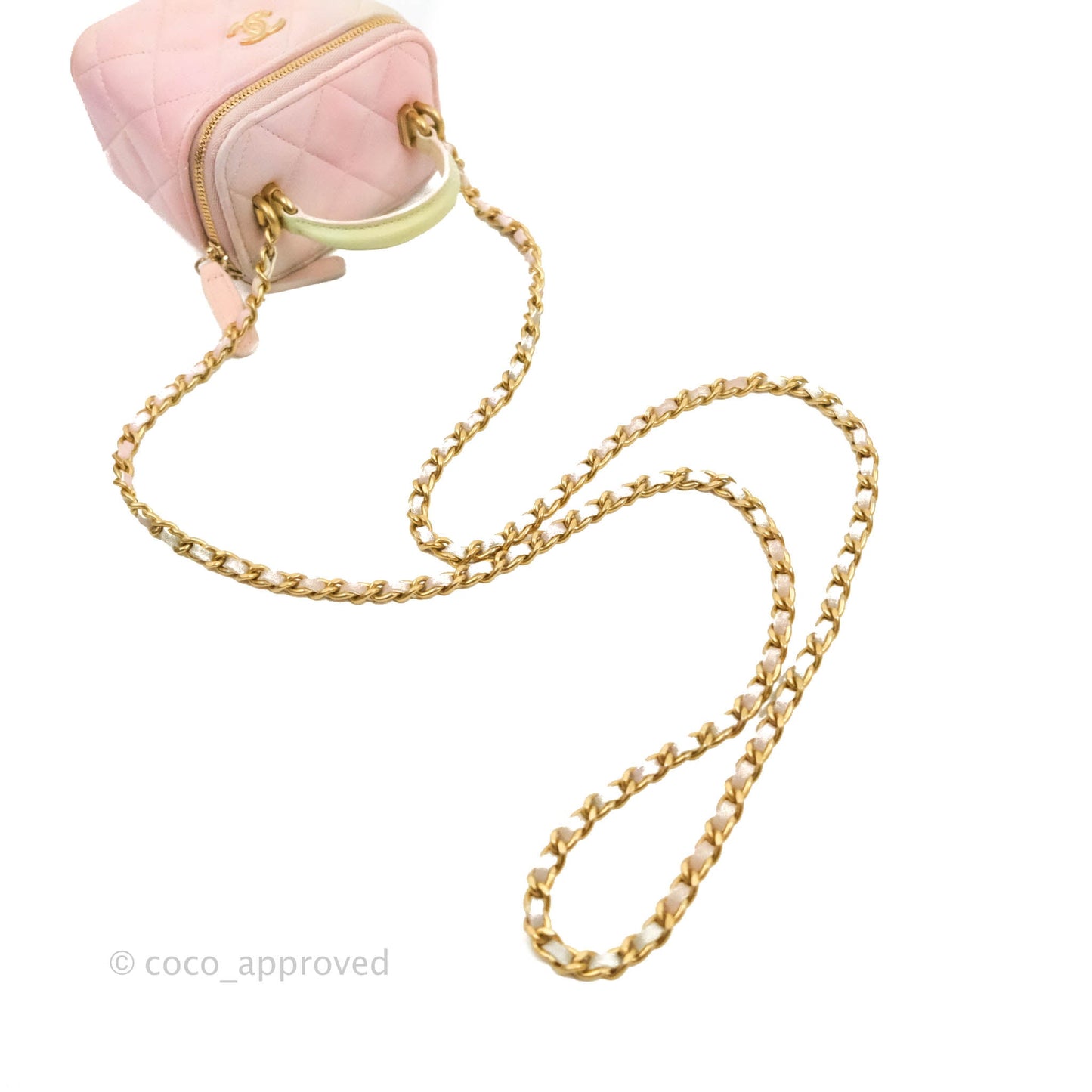 Chanel Mini Top Handle Vanity With Chain Rainbow Lambskin Aged Gold Hardware