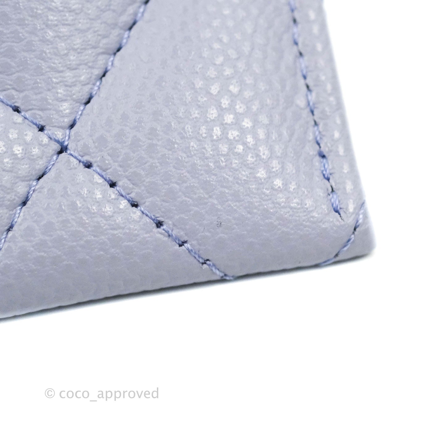 Chanel Classic Flat Card Holder Light Purple Caviar Silver Hardware