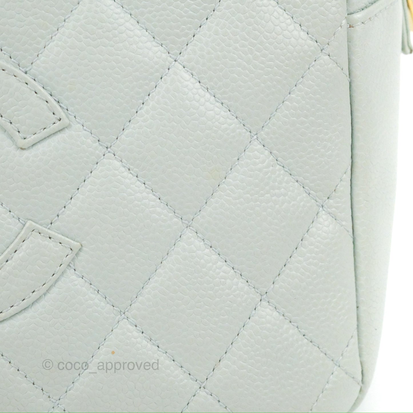 Chanel PTT Petite Timeless Shopping Tote Bag Light Tiffany Blue Caviar Gold Hardware