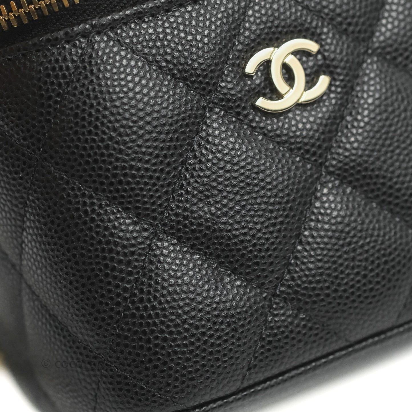 Chanel Mini Vanity With Chain Black Caviar Gold Hardware