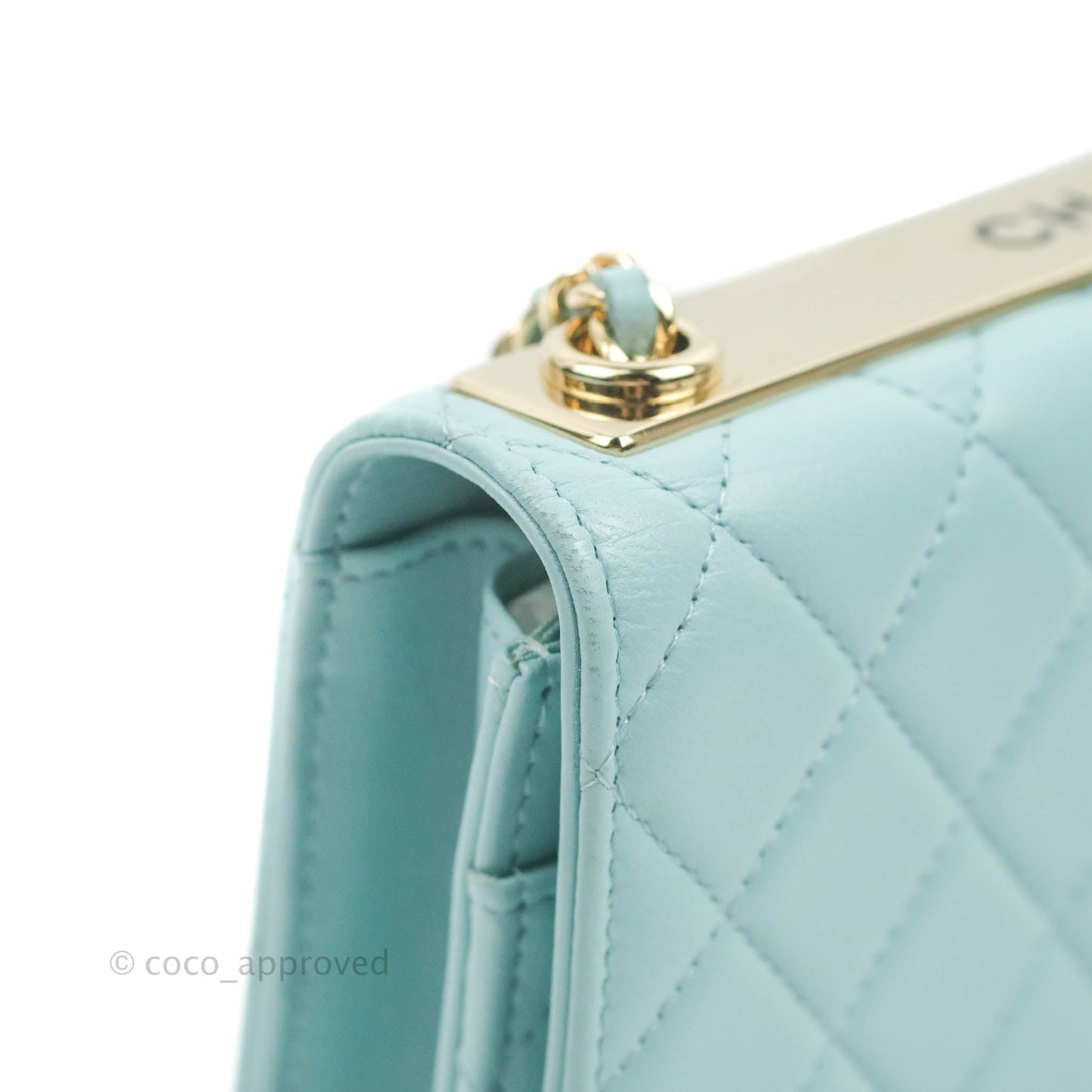 Chanel Trendy CC Quilted Wallet on Chain WOC Tiffany Blue Lambskin Gold Hardware