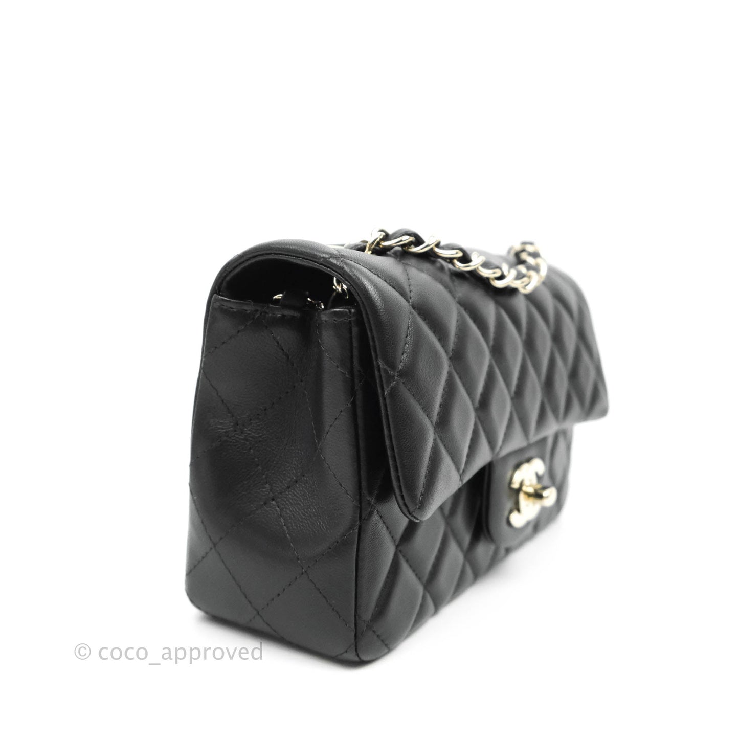 Chanel Quilted Mini Rectangular Lambskin Black Gold Hardware