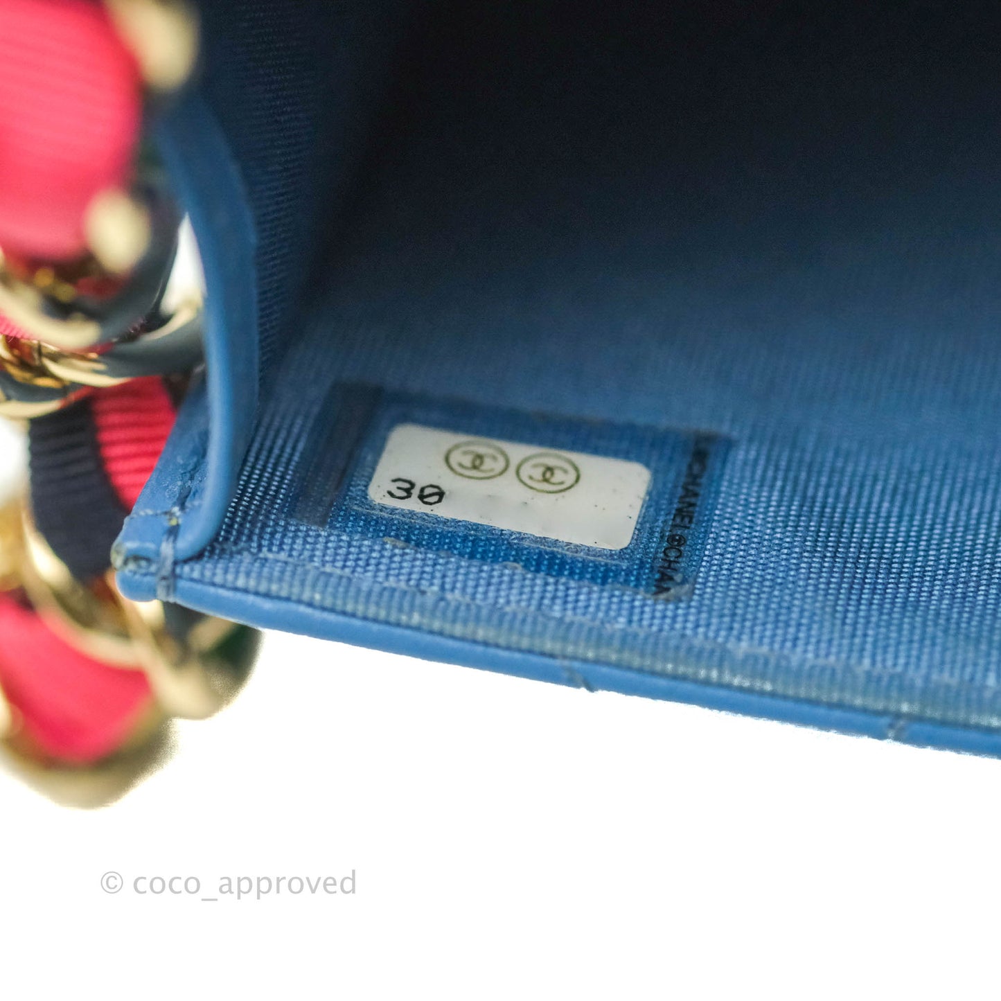 Chanel Ribbon Belt Bag Blue Lambskin Gold Hardware