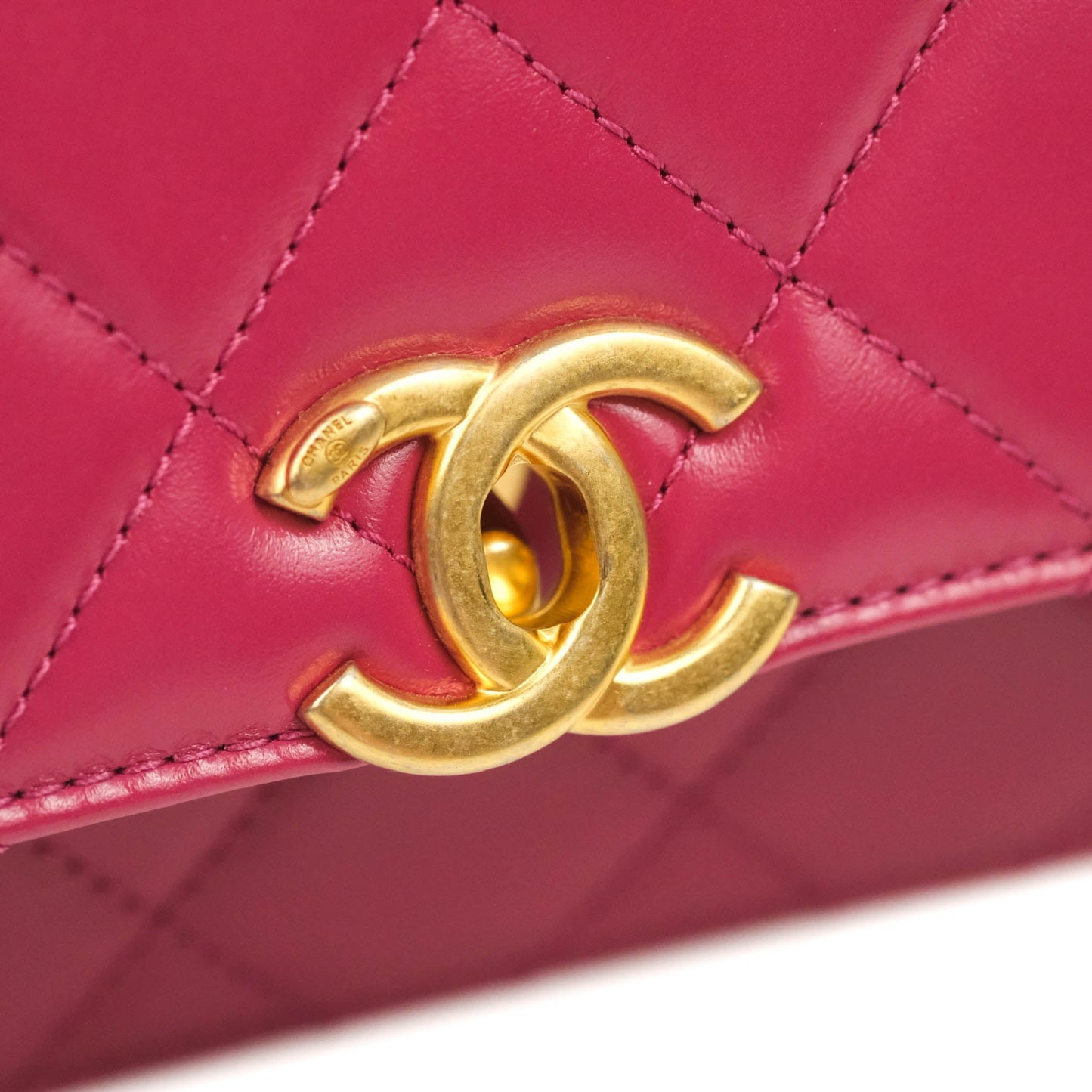 Chanel Quilted Mini Perfect Fit Adjustable Pink Calfskin Aged Gold Hardware 21A