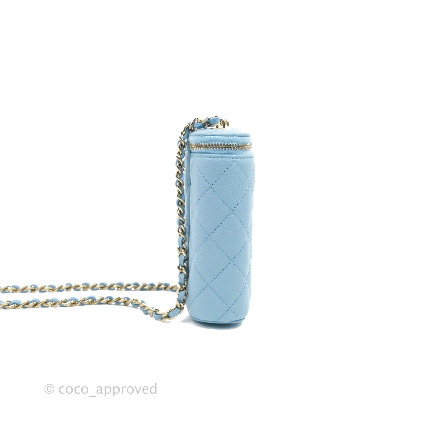 Chanel Classic Mini Vanity With Chain Blue Caviar Gold Hardware
