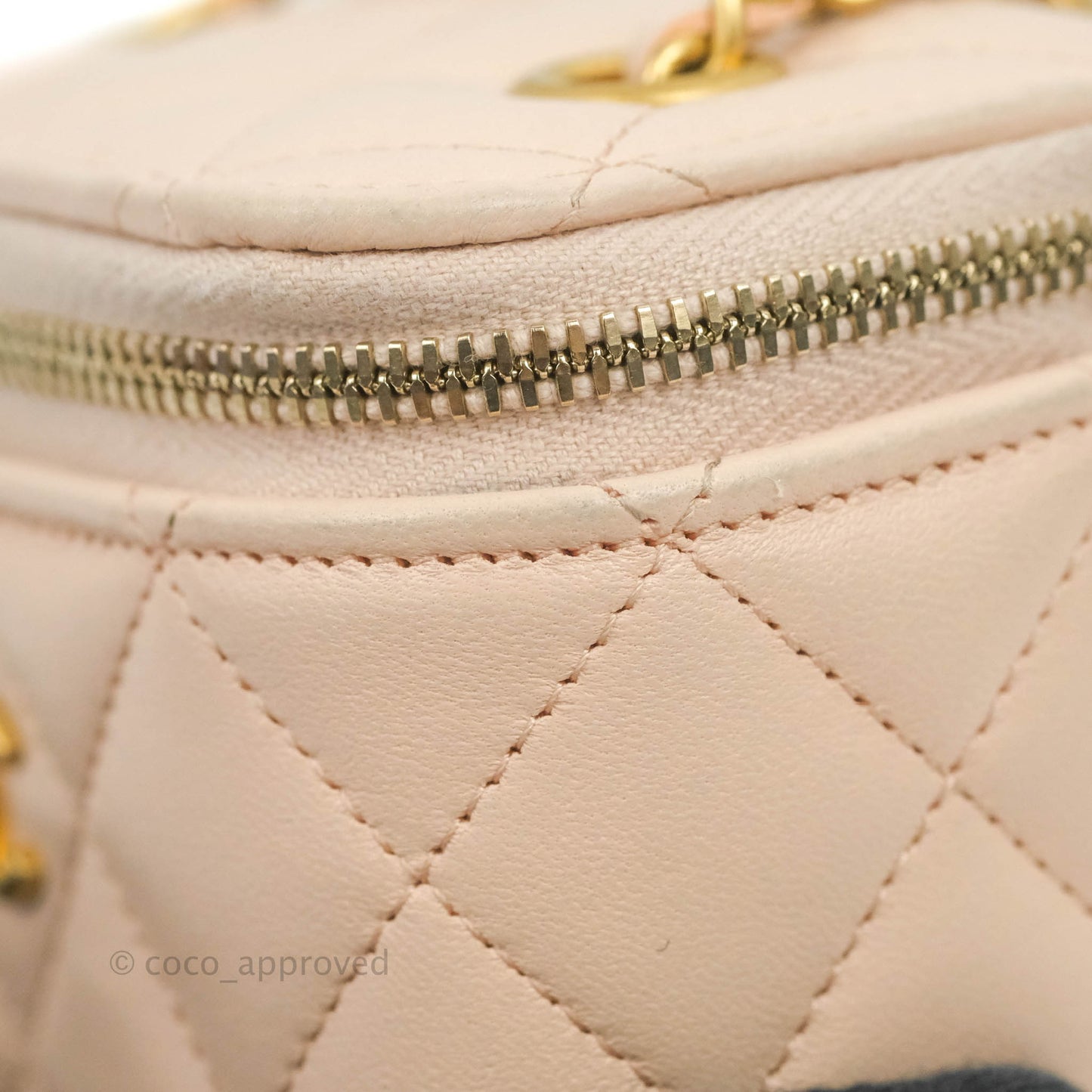 Chanel Classic Mini Pearl Crush Vanity With Chain Light Pink Lambskin Aged Gold Hardware