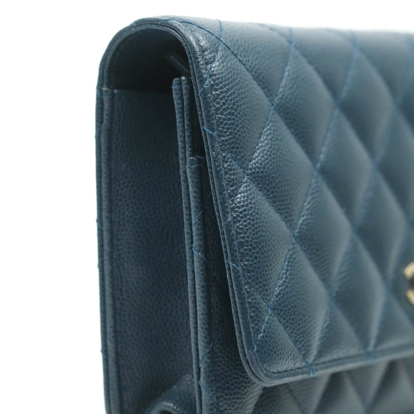 Chanel Quilted Wallet on Chain WOC Dark Blue Caviar Gold Hardware