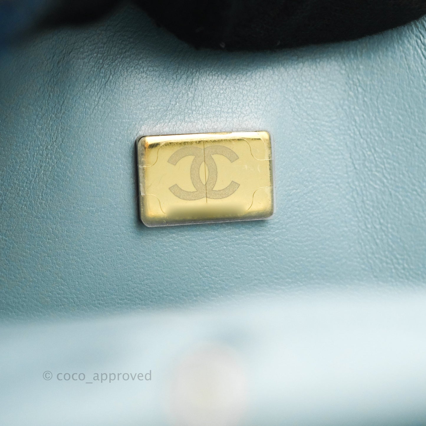 Chanel Small Classic Quilted Flap Light Blue Caviar Gold Hardware