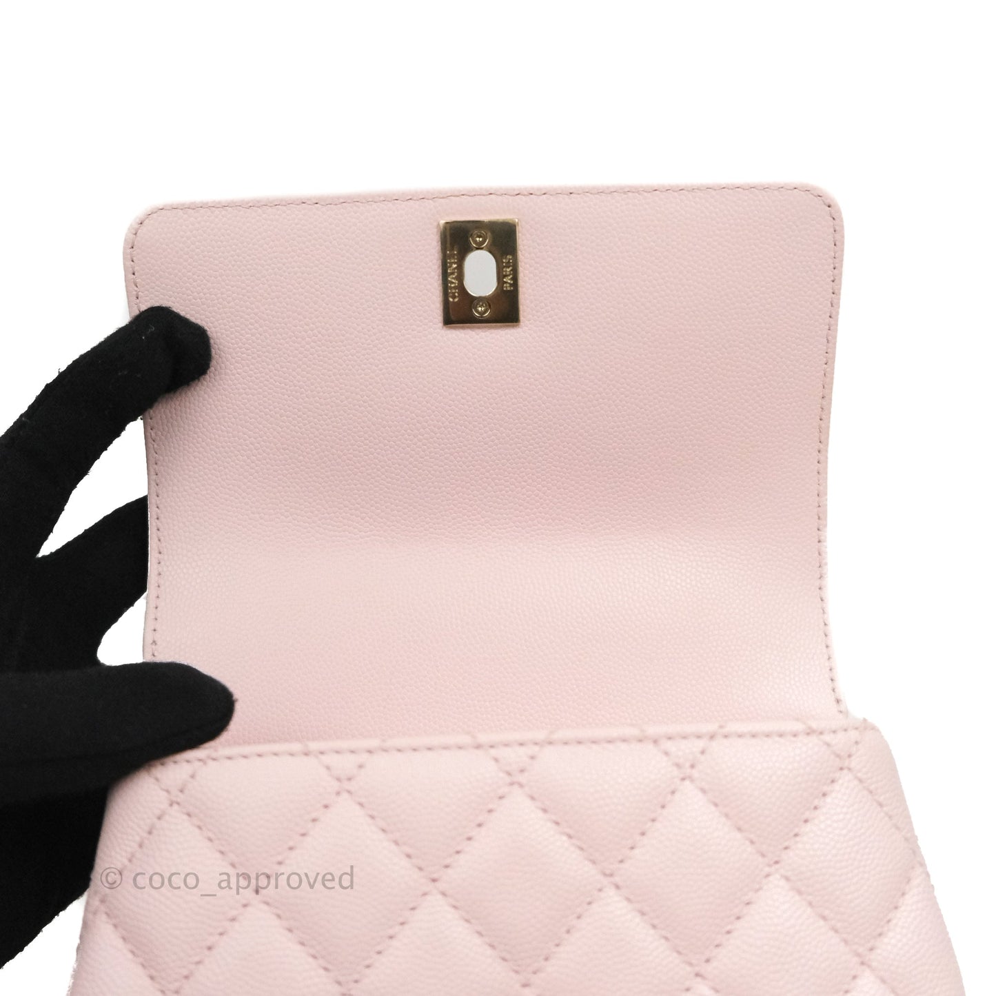 Chanel Mini Coco Handle Quilted Light Pink Caviar Gold Hardware