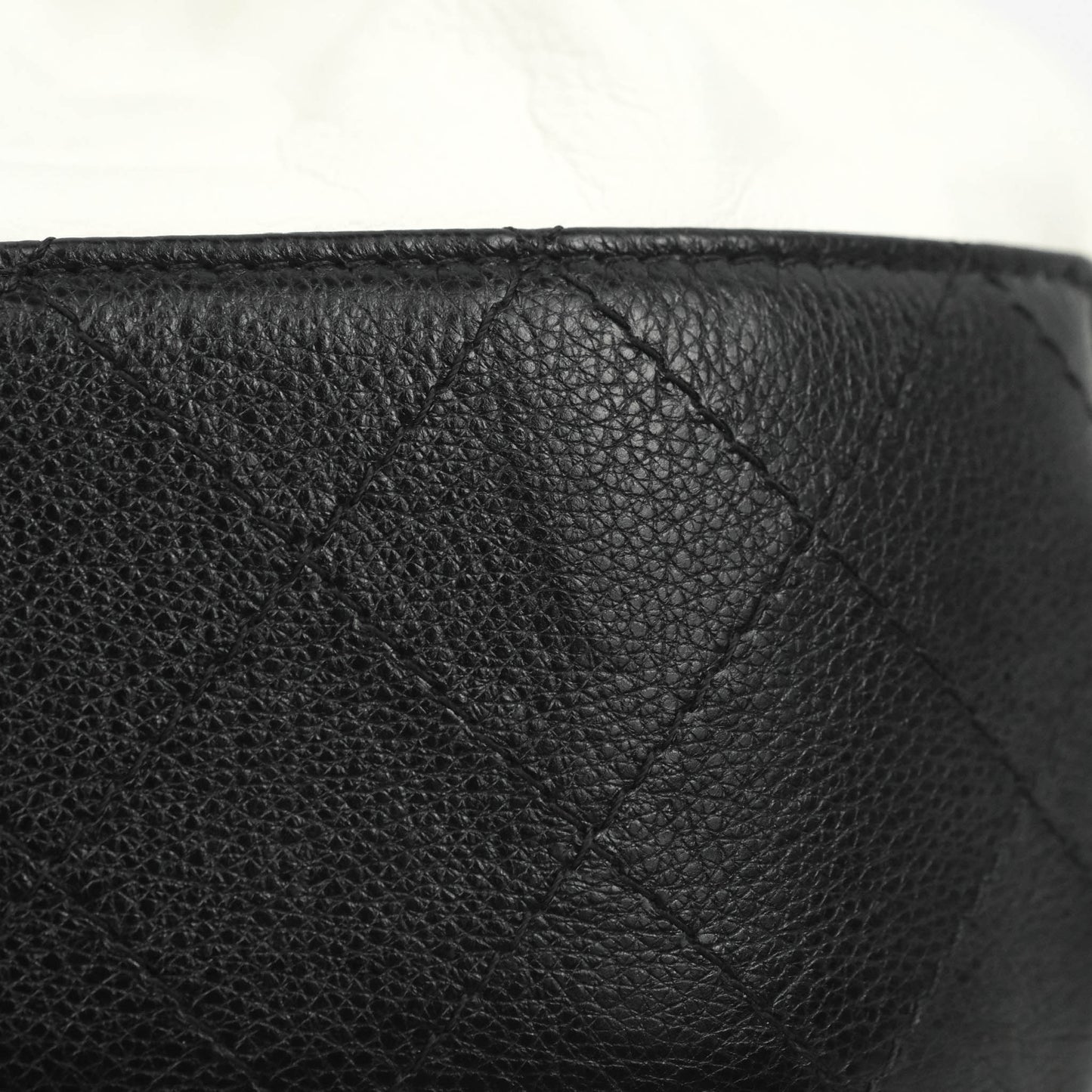 Chanel Small Gabrielle Drawstring Bag White Black Calfskin