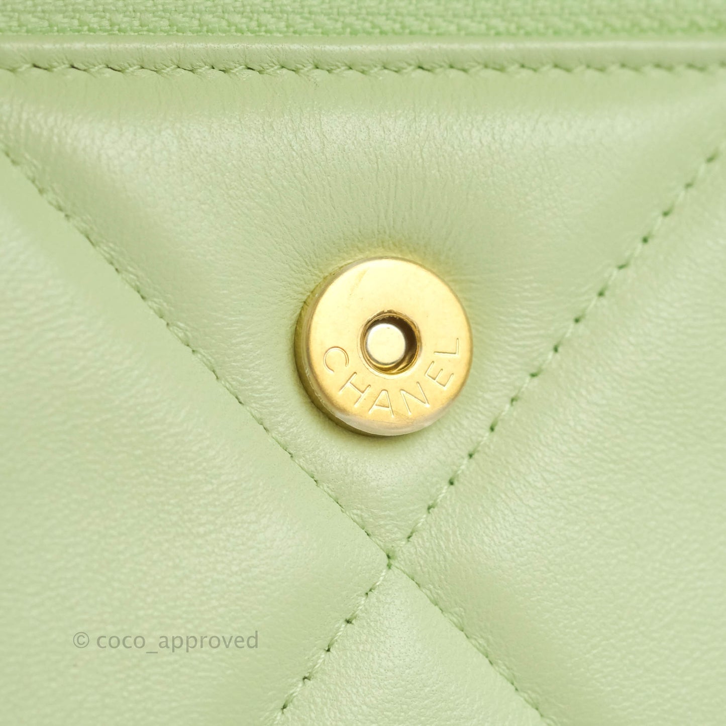 Chanel 19 Mini Clutch with Chain Light Green Lambskin Mixed Hardware 22C