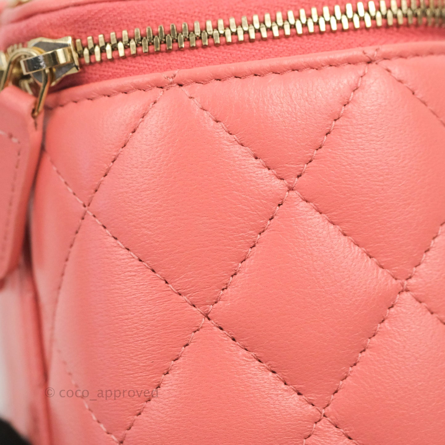 Chanel Vanity Rectangular Top Handle Pink Lambskin Gold Hardware