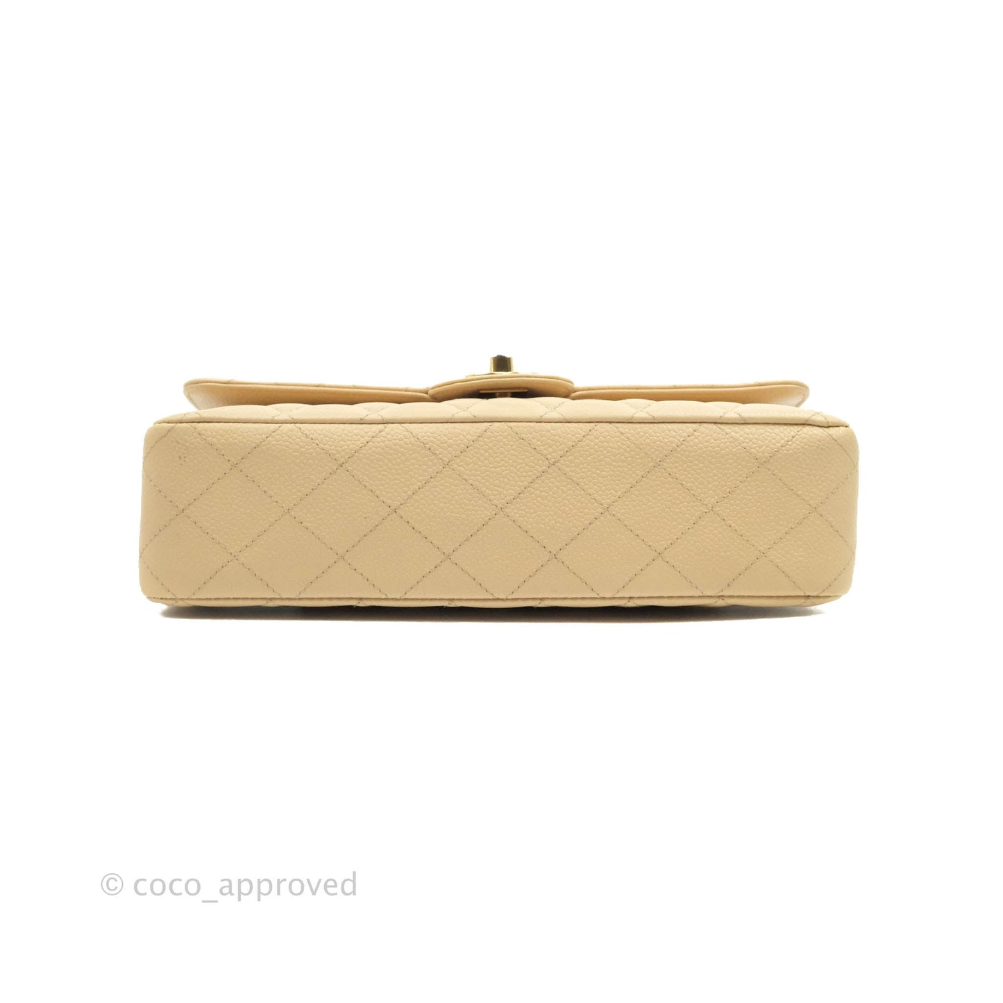 Chanel Classic Medium Flap Quilted Beige Caviar Gold Hardware