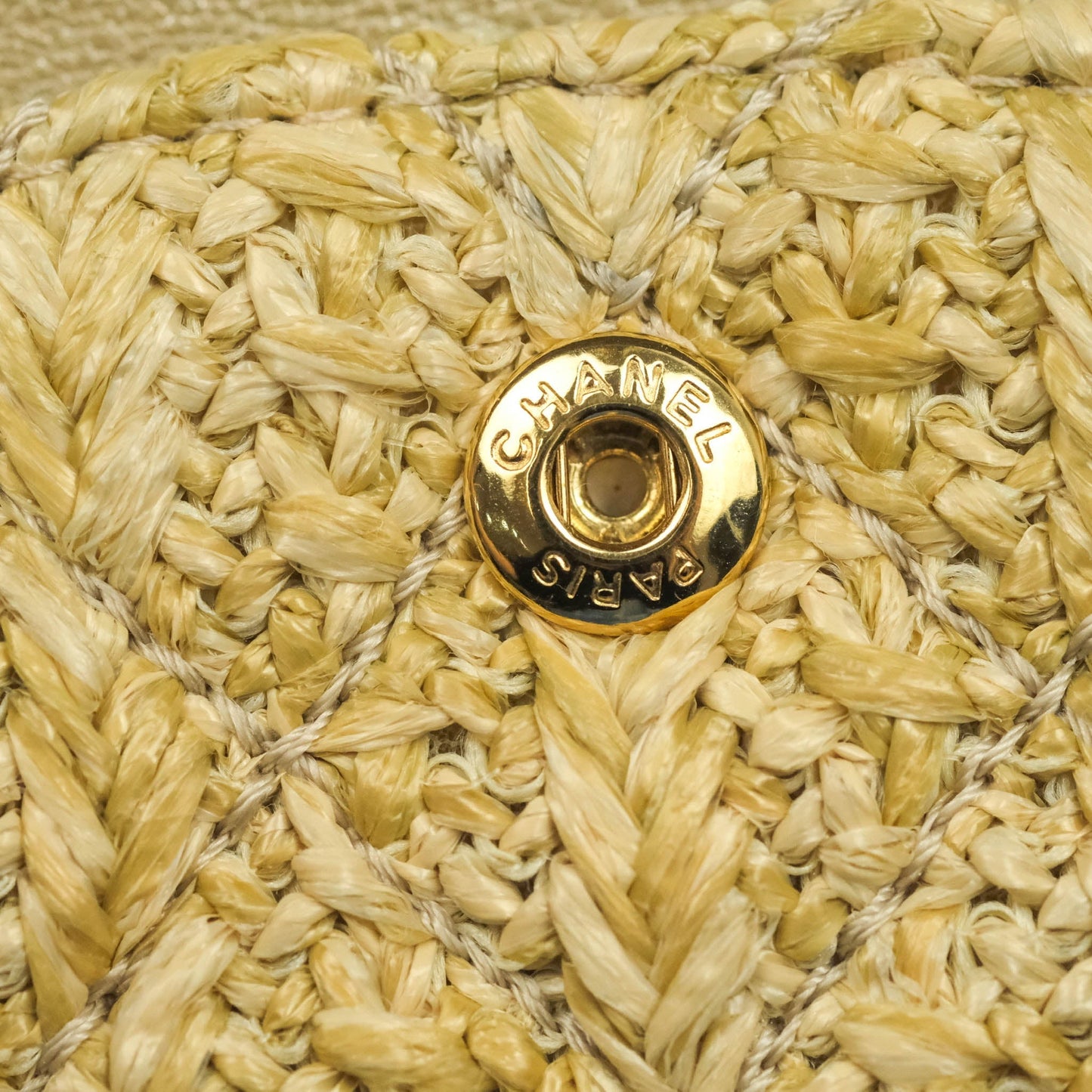 Chanel Classic M/L Medium Double Flap Woven Reed Aged Gold Hardware