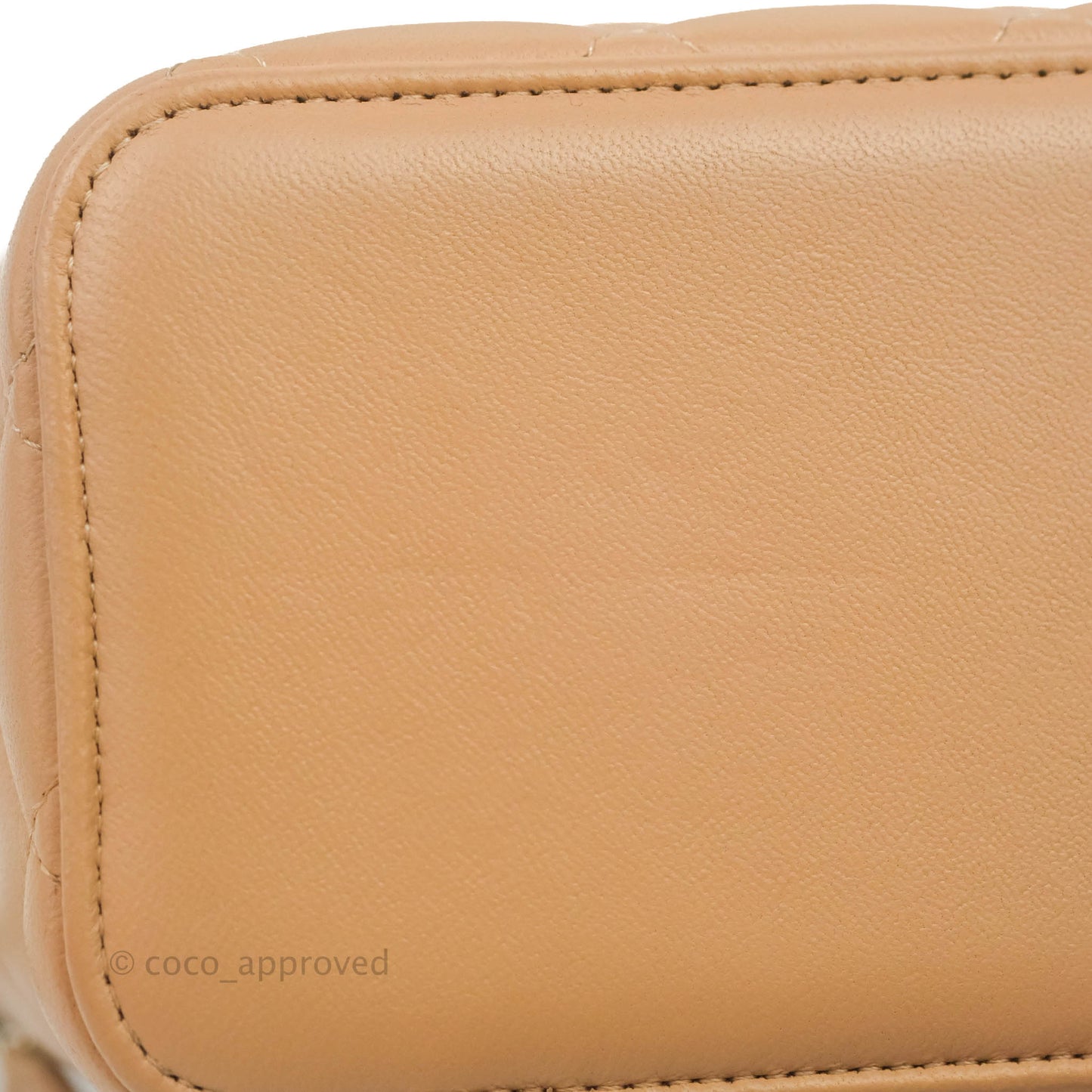 Chanel Vanity Rectangular Top Handle Beige Lambskin Aged Gold Hardware