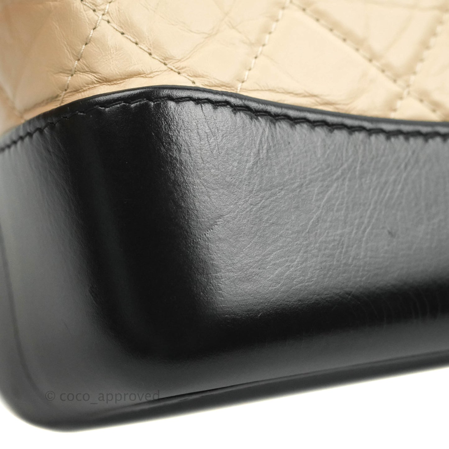 Chanel Small Gabrielle Backpack Beige Black Aged Calfskin