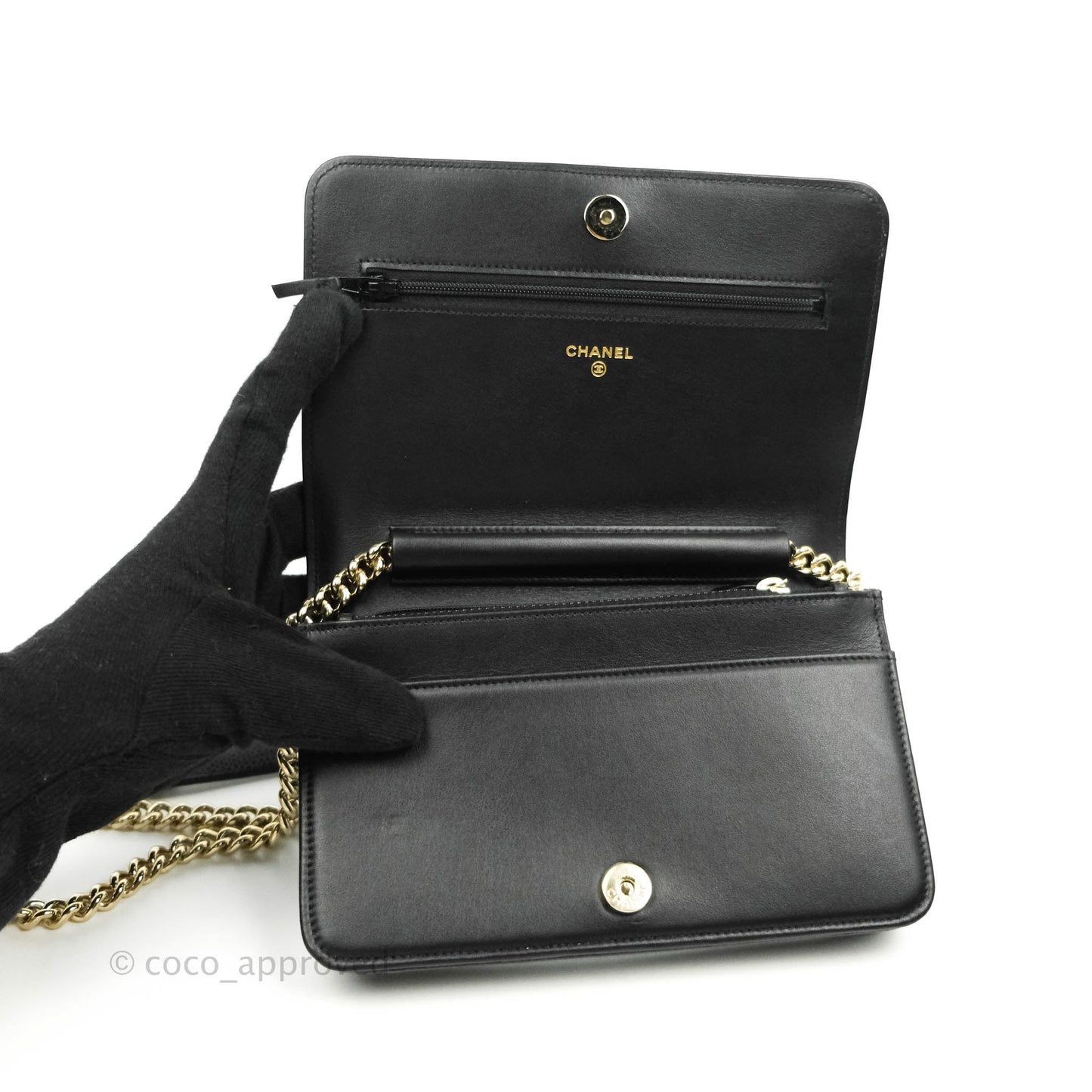 Chanel Quilted Boy Wallet on Chain WOC Black Caviar Gold Hardware