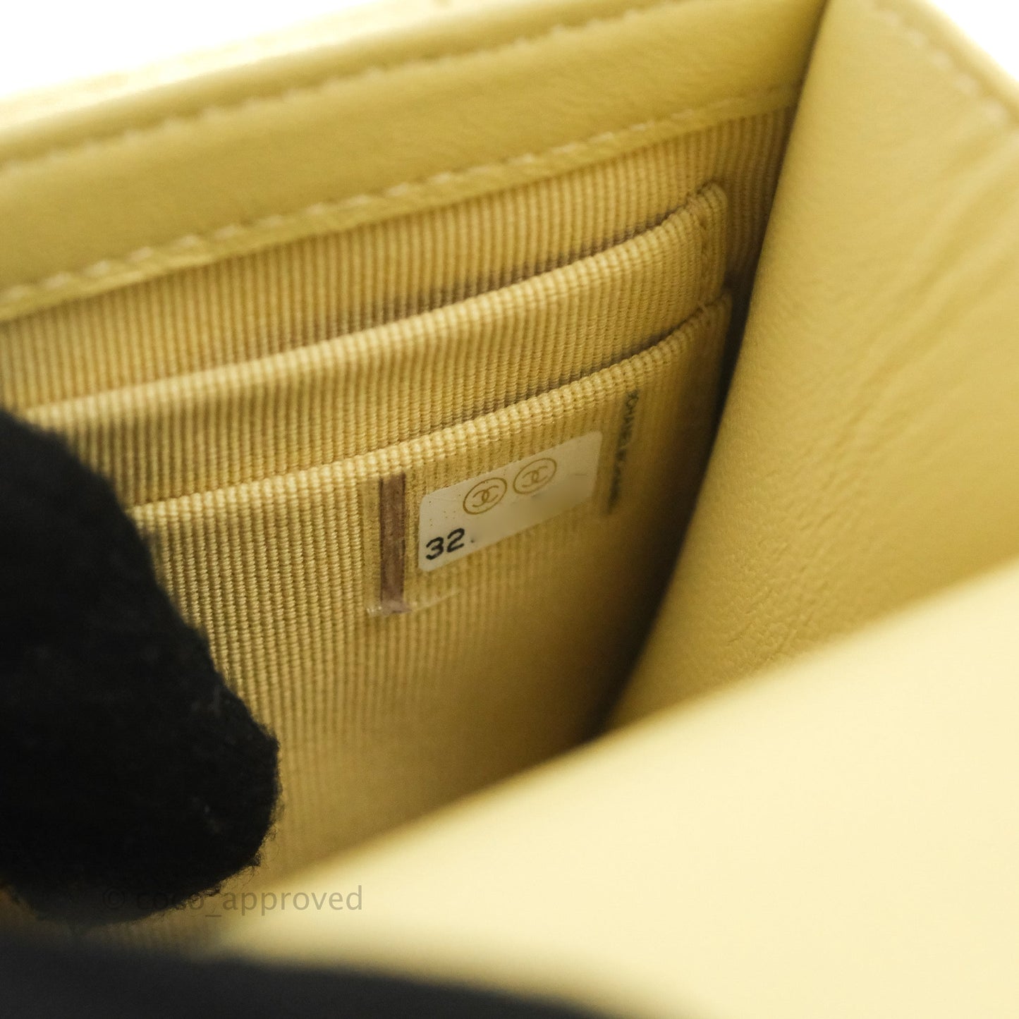Chanel Mini Handle Clutch With Chain Yellow Lambskin Gold Hardware