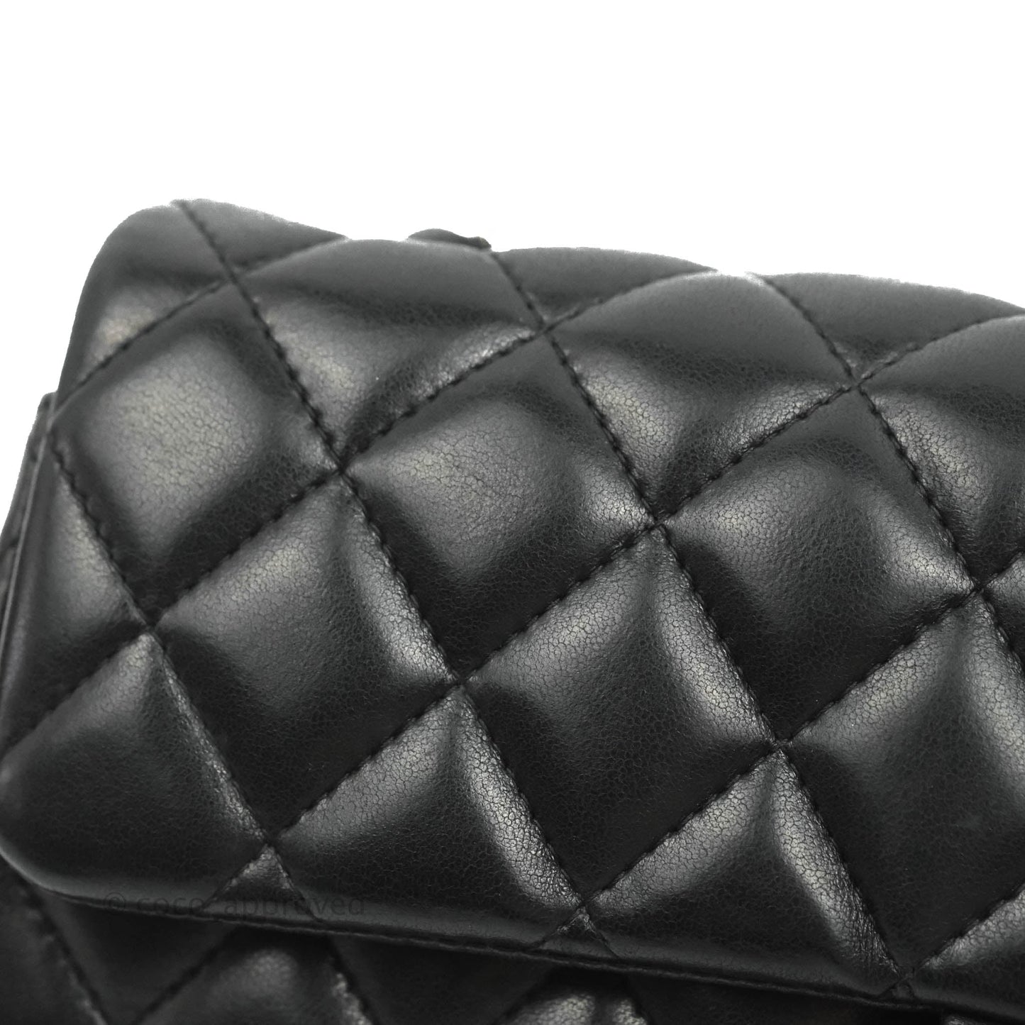 Chanel Quilted East West Flap Bag Black Lambskin Silver Hardware