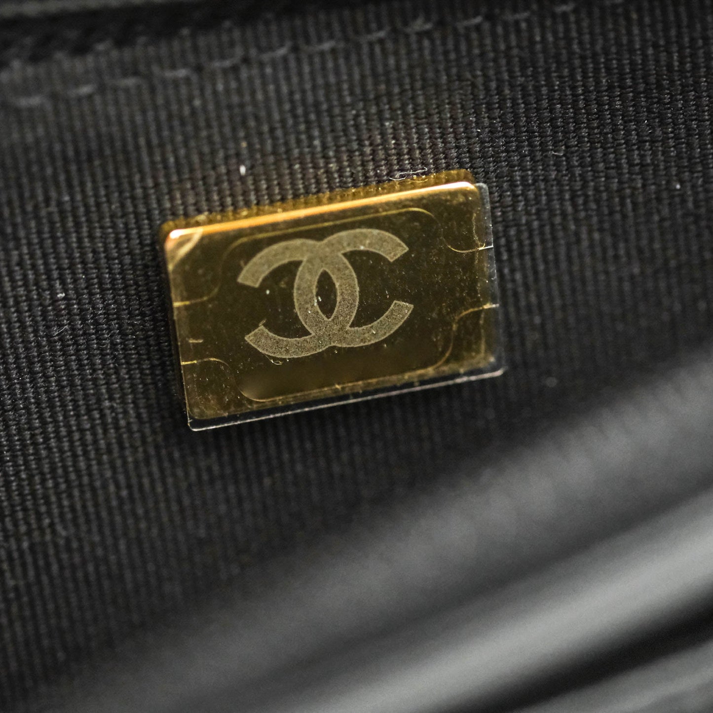Chanel Quilted Boy Wallet on Chain WOC Black Caviar Aged Gold Hardware