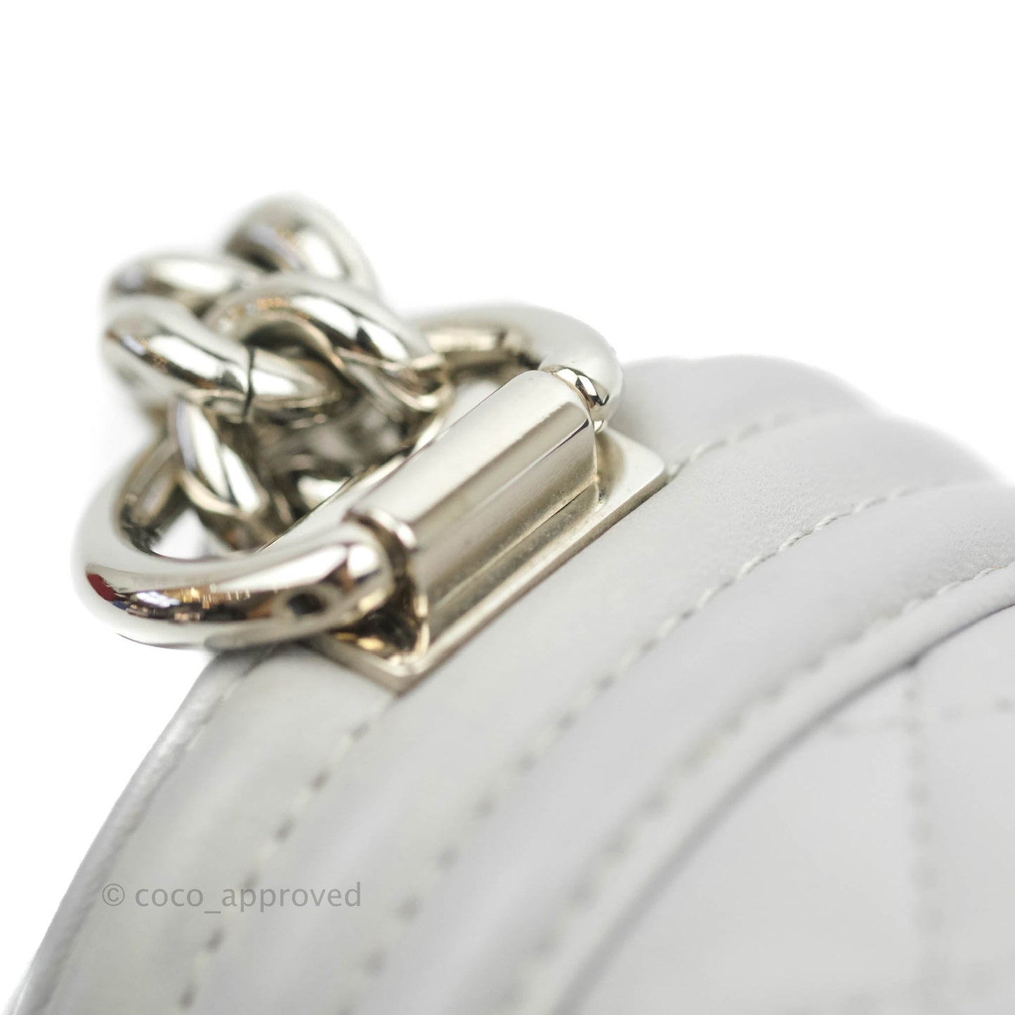 Chanel Quilted Medium Boy Grey Lambskin Silver Hardware